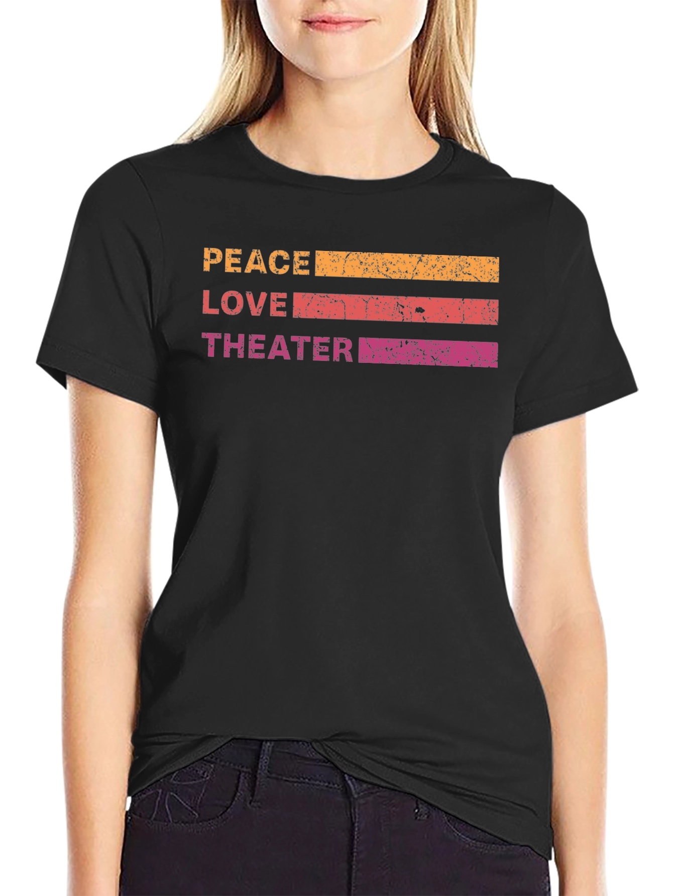 Peace Love Theater T-Shirt - Retro Design