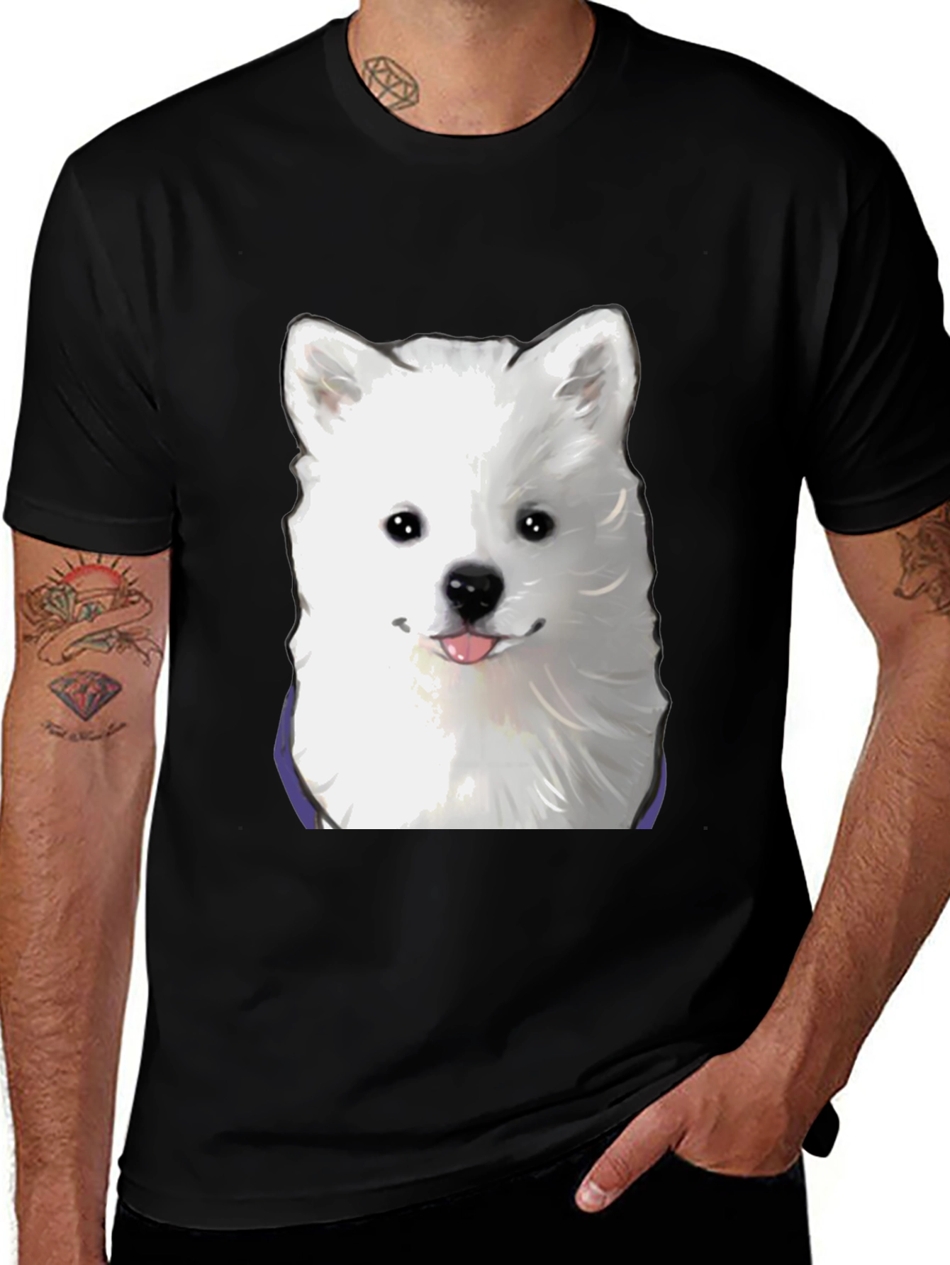 Dog Graphic T-Shirt - Cute Samoyed Tee