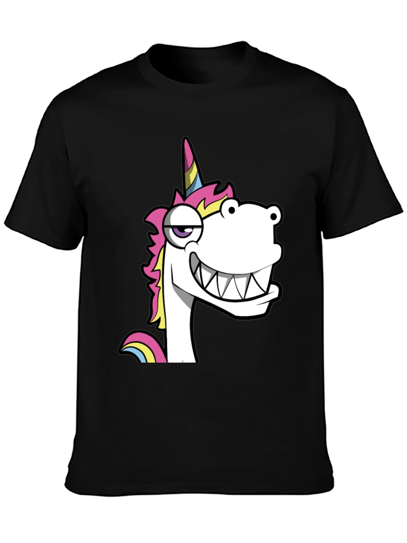 Funny Unicorn Graphic Black T-Shirt