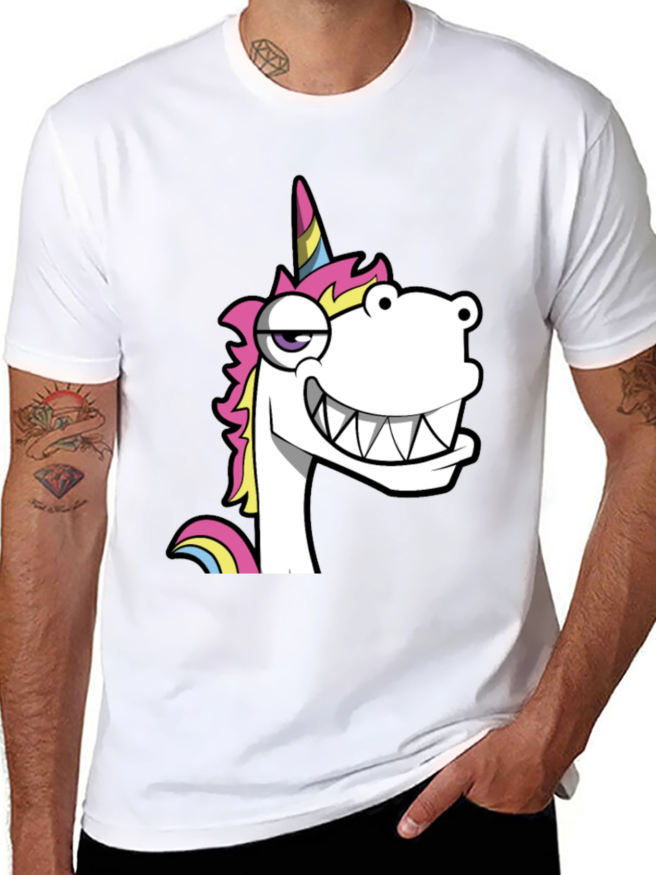 Funny Unicorn Graphic Black T-Shirt
