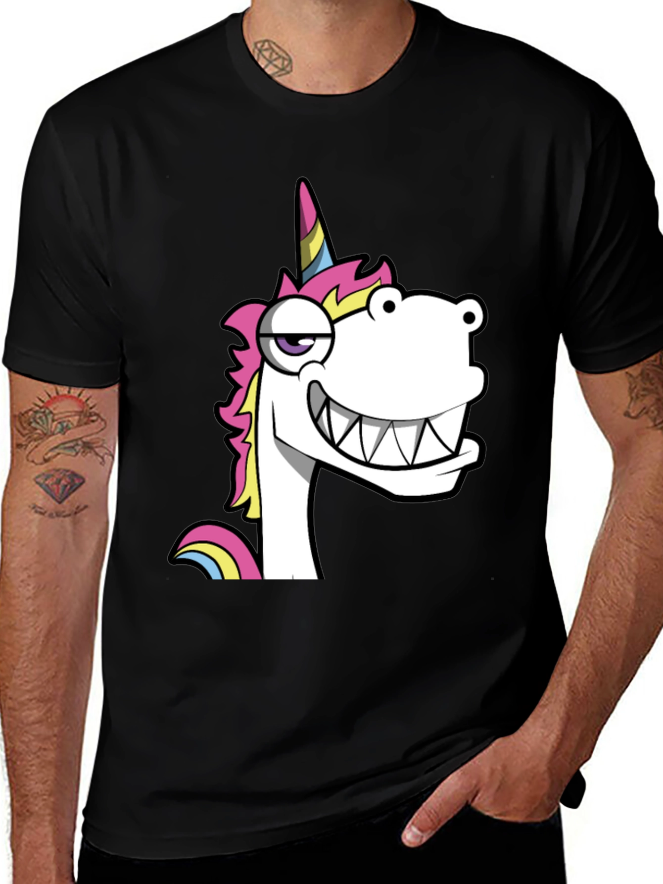 Funny Unicorn Graphic Black T-Shirt
