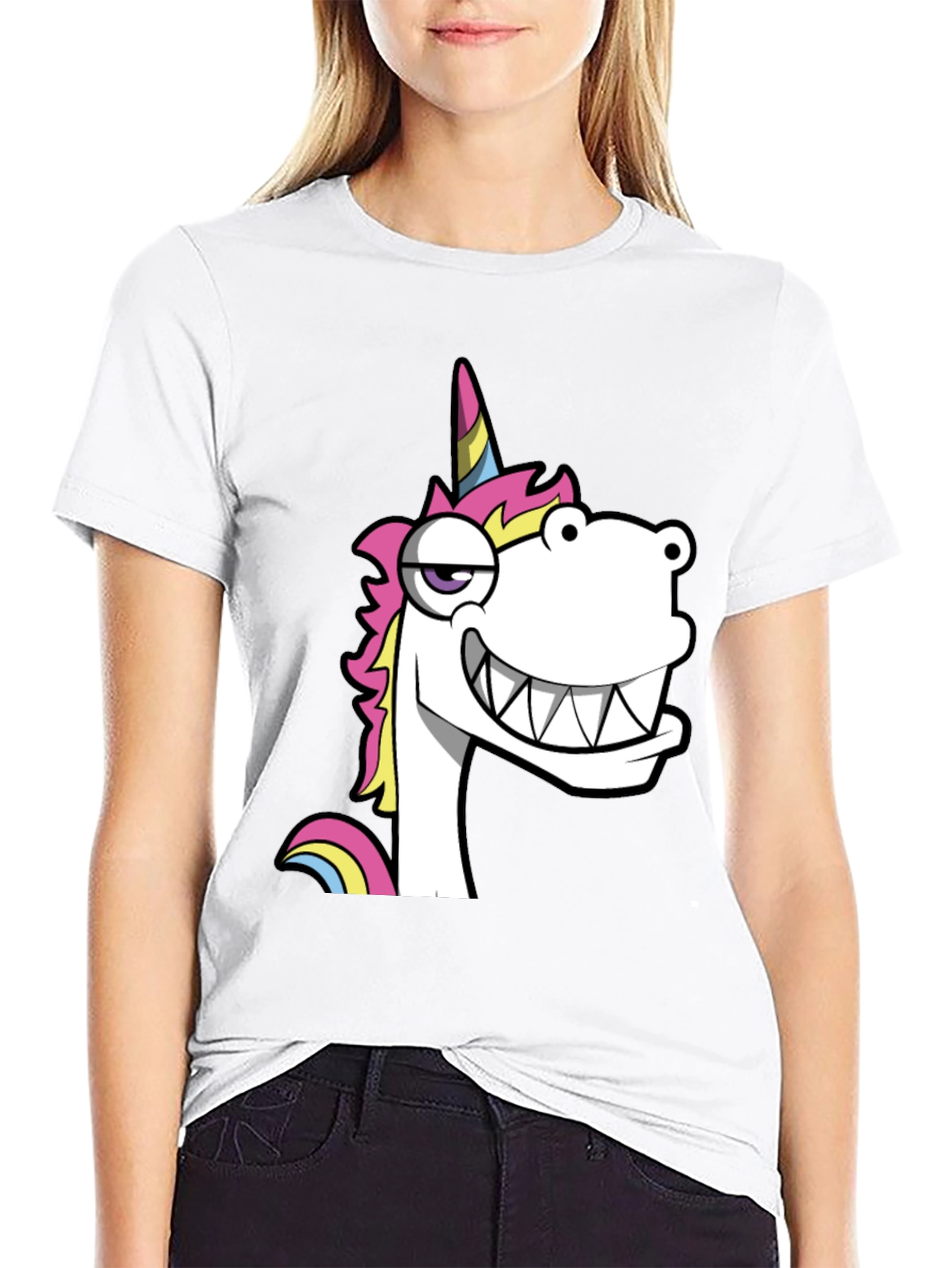 Funny Unicorn Graphic Black T-Shirt