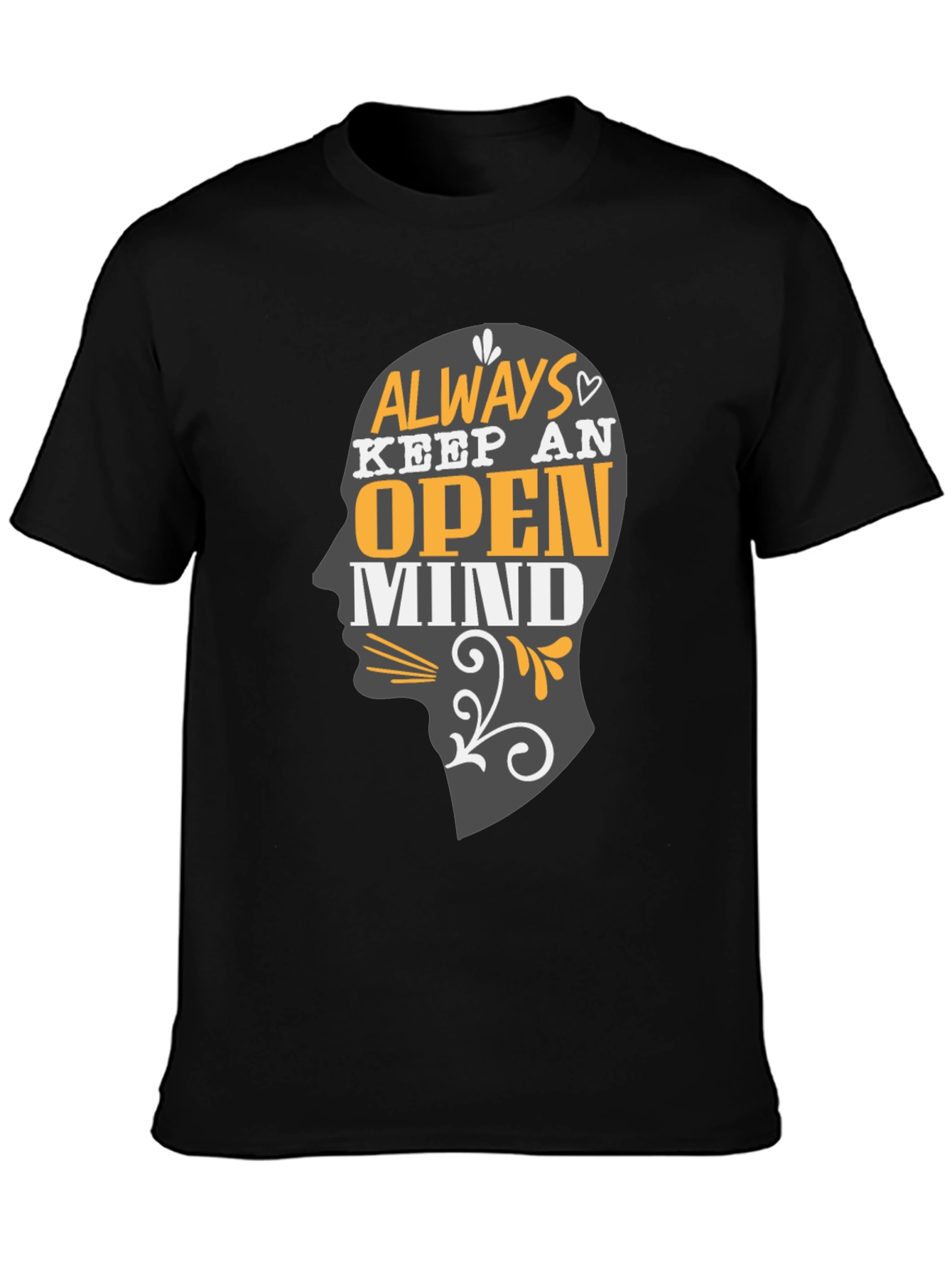 Open Mind Graphic Print Black Tee