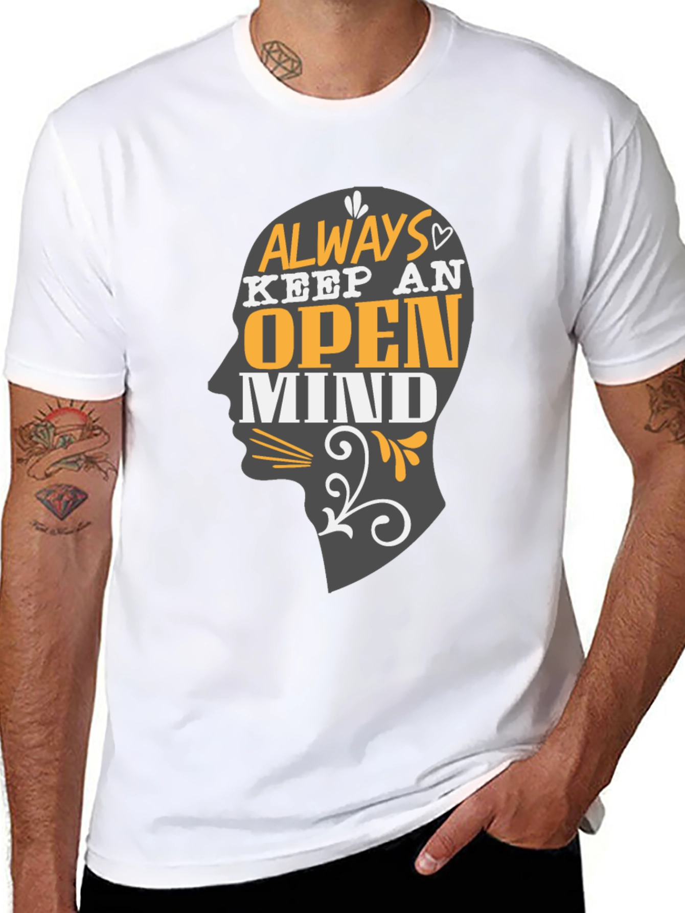 Open Mind Graphic Print Black Tee