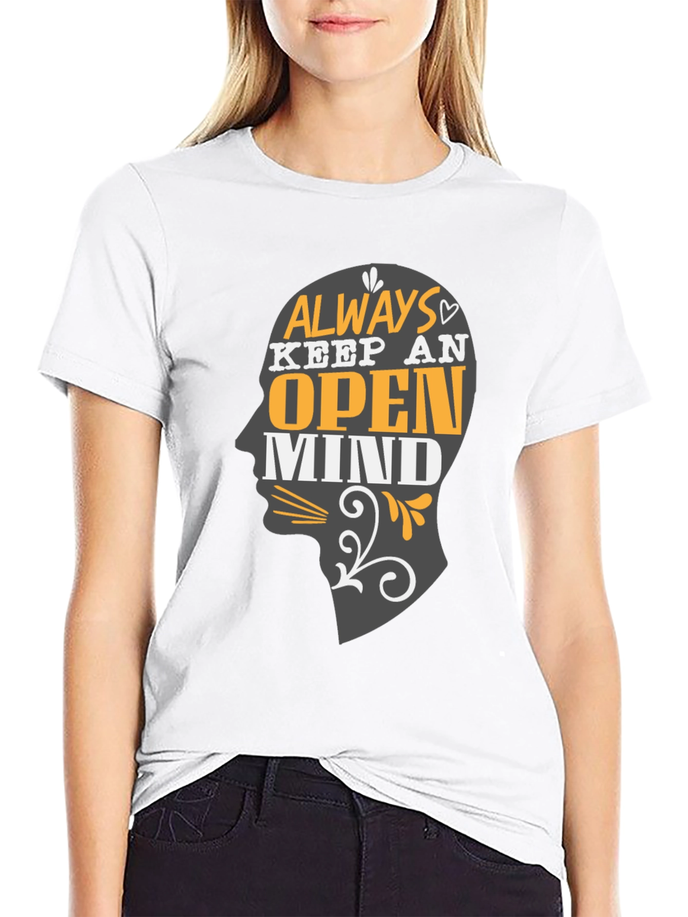 Open Mind Graphic Print Black Tee