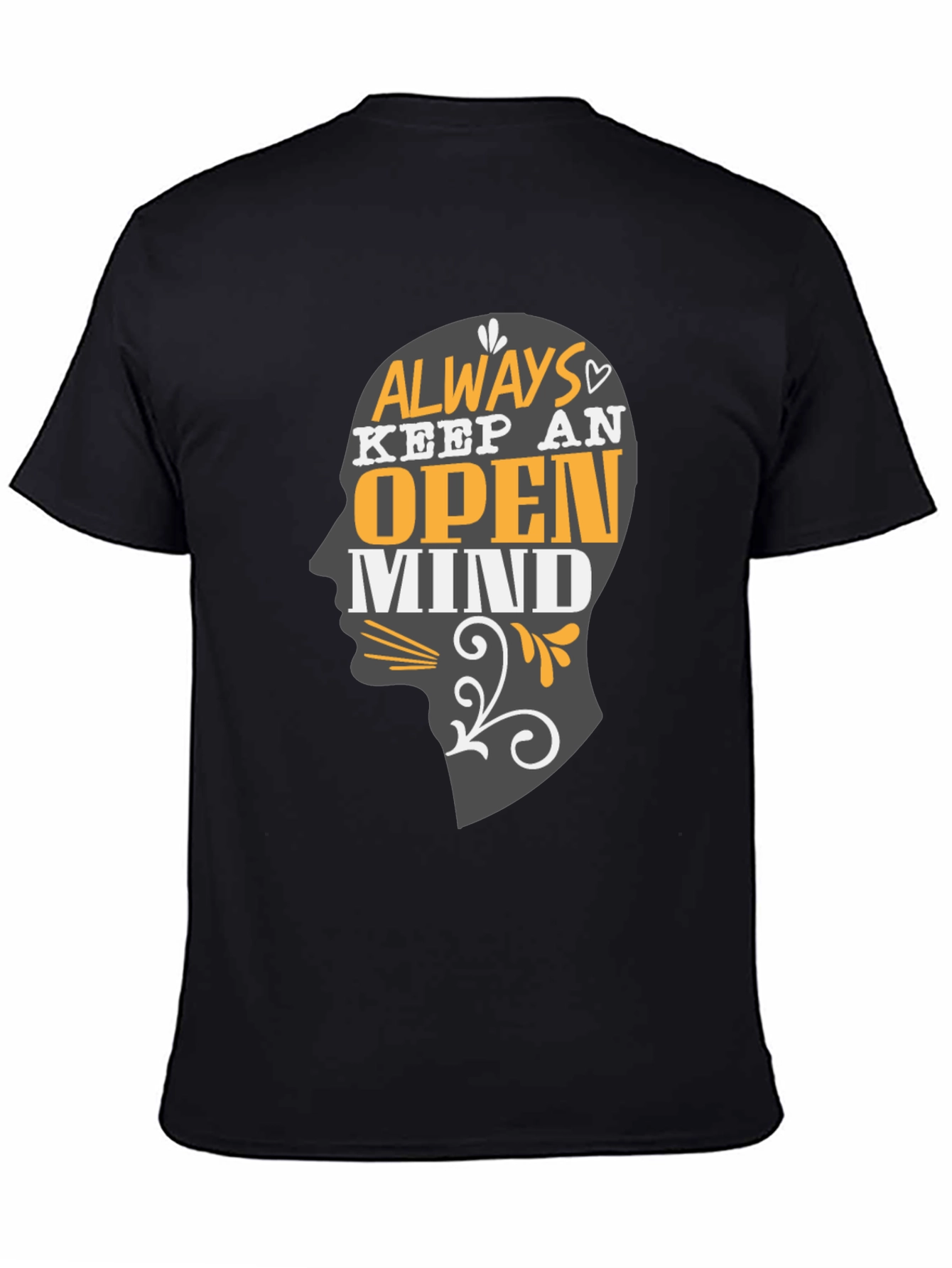 Open Mind Graphic Print Black Tee