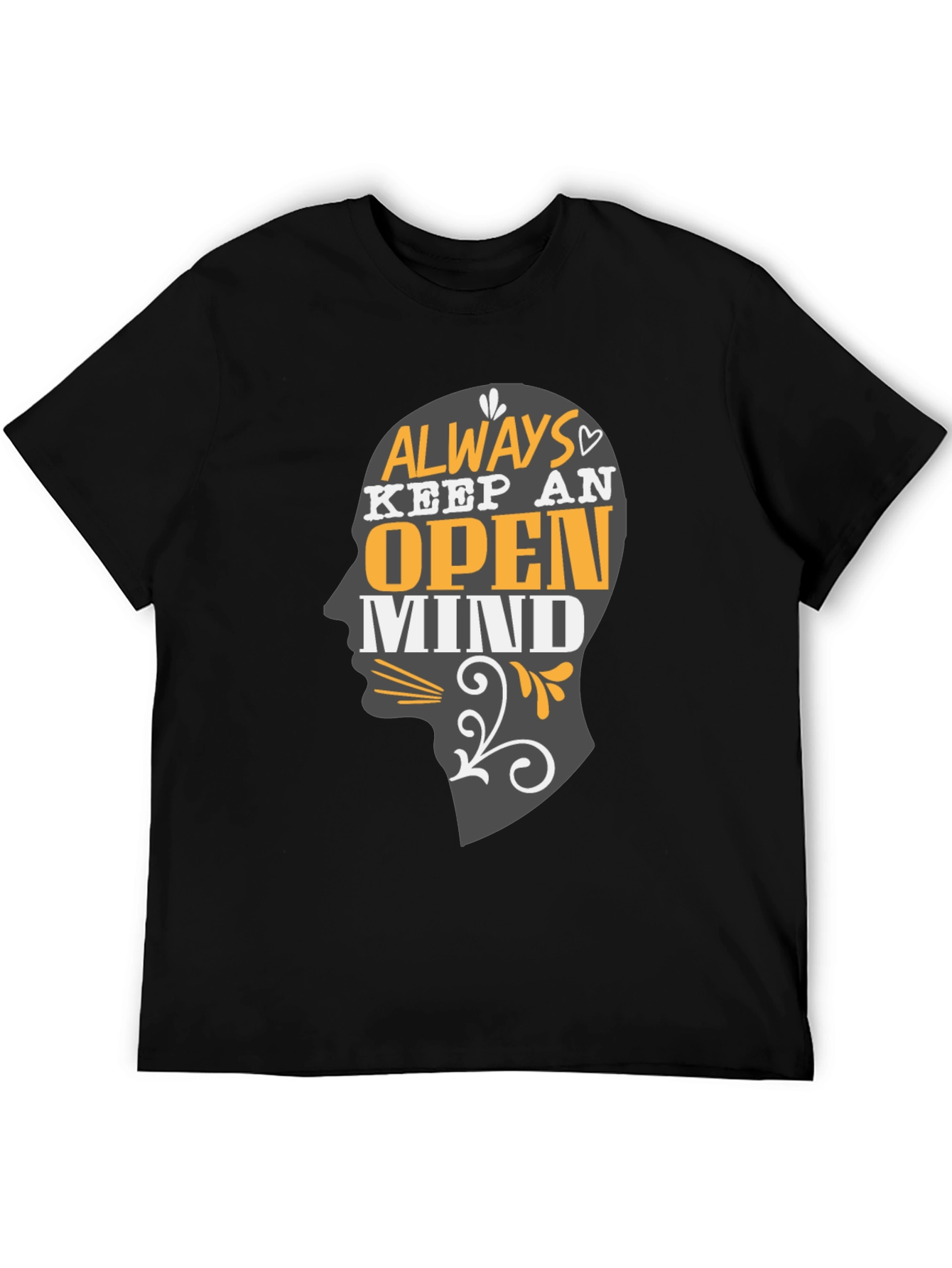 Open Mind Graphic Print Black Tee