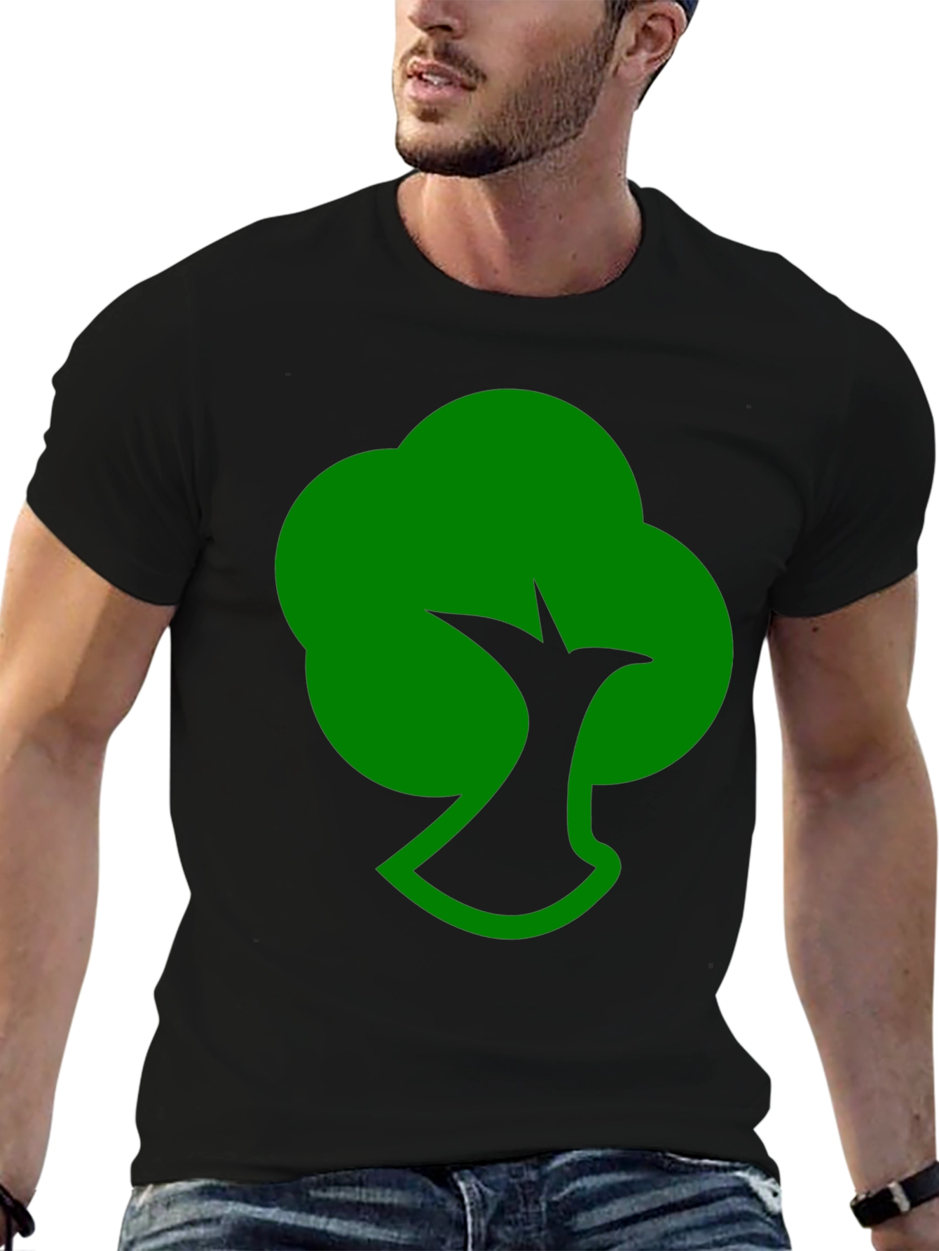 Green Tree Silhouette Black T-Shirt