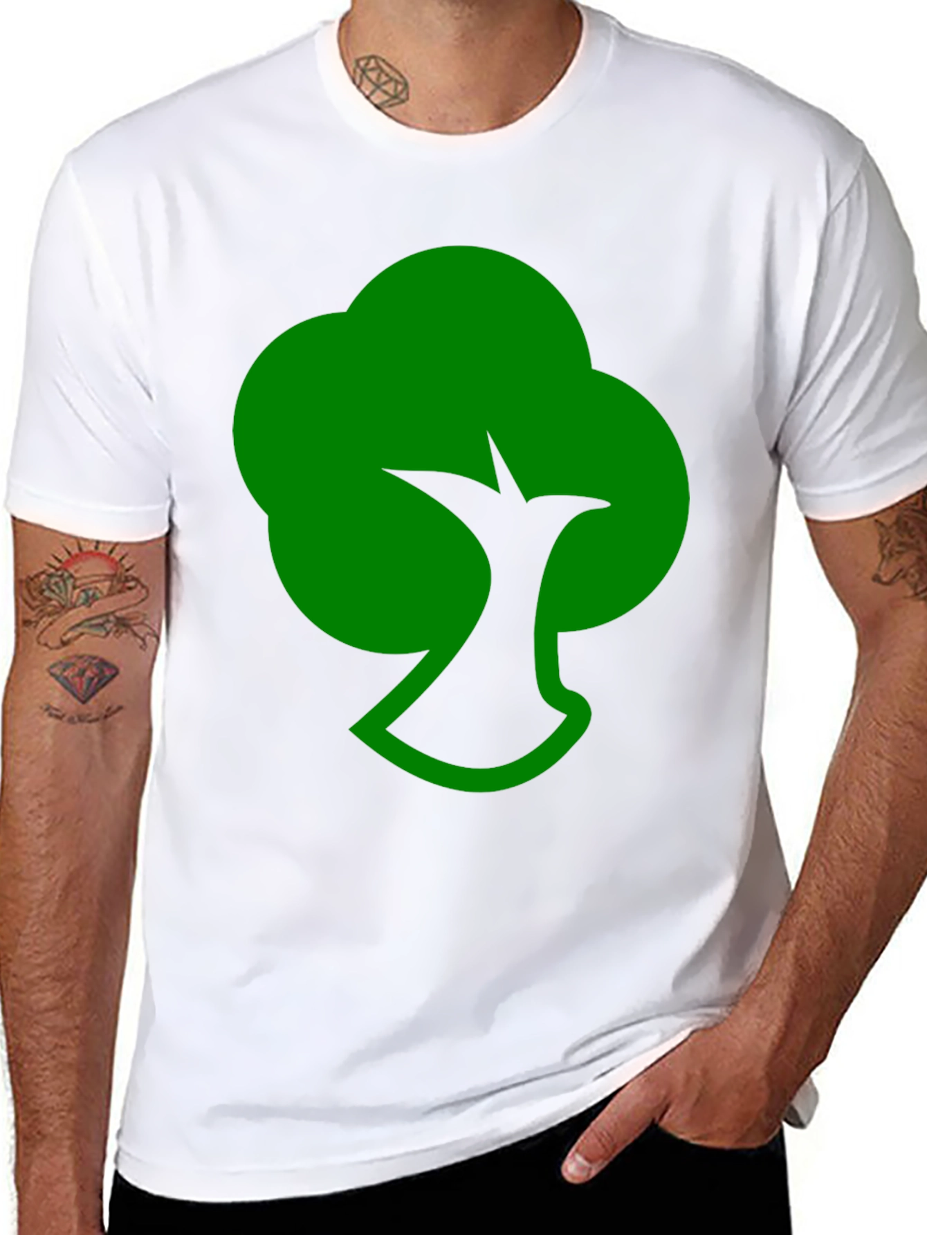 Green Tree Silhouette Black T-Shirt