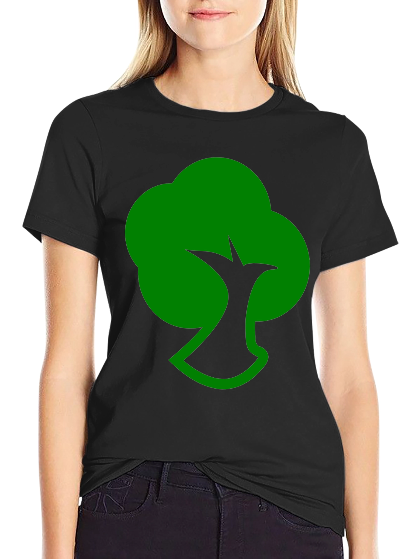 Green Tree Silhouette Black T-Shirt