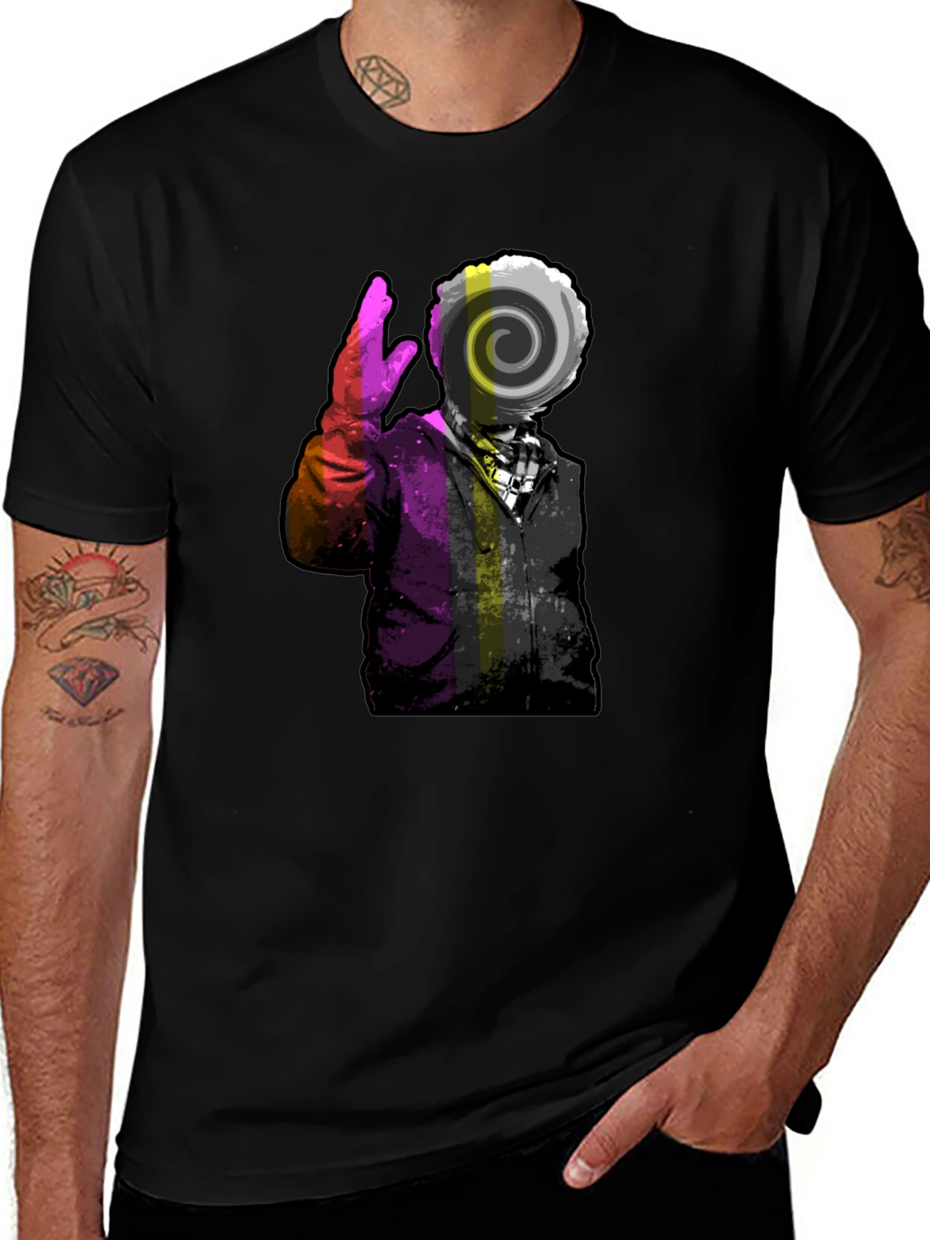 Spiral Face Graphic Black Tee