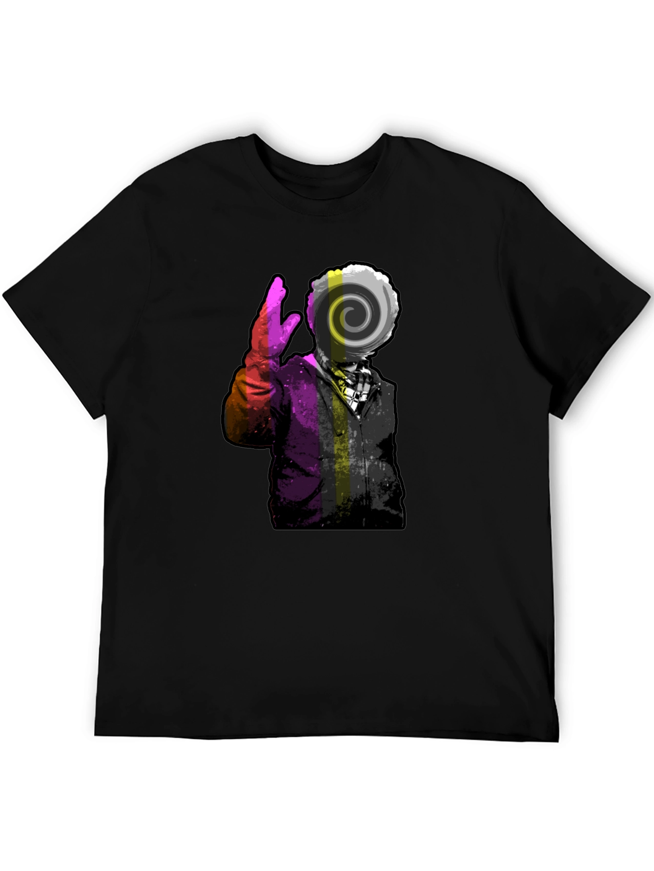 Spiral Face Graphic Black Tee