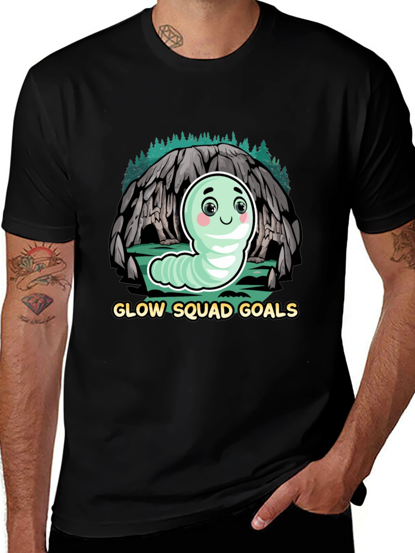 Glow Squad Goals T-Shirt - Cute Worm Design