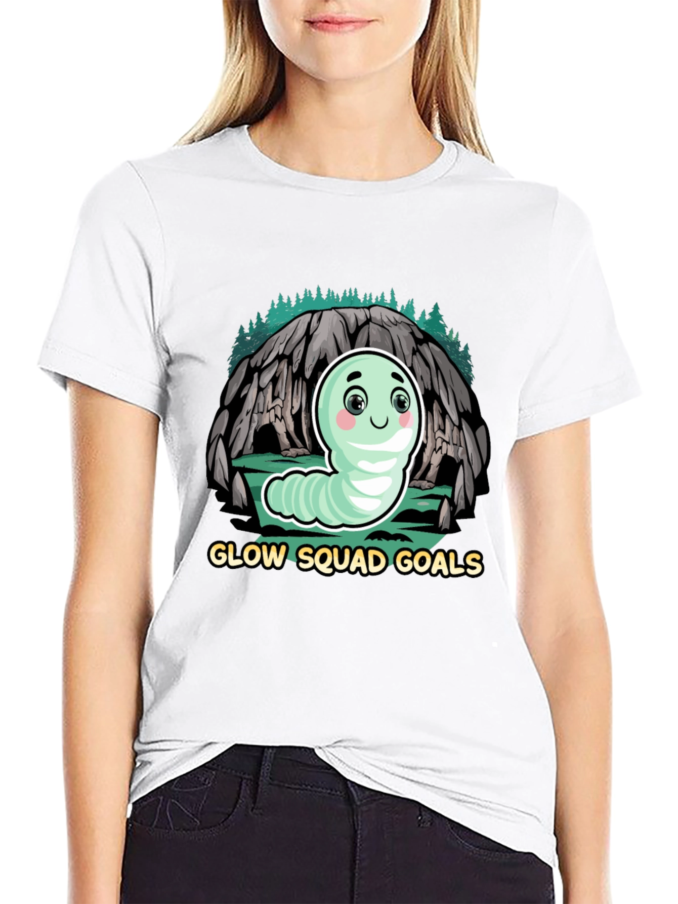 Glow Squad Goals T-Shirt - Cute Worm Design