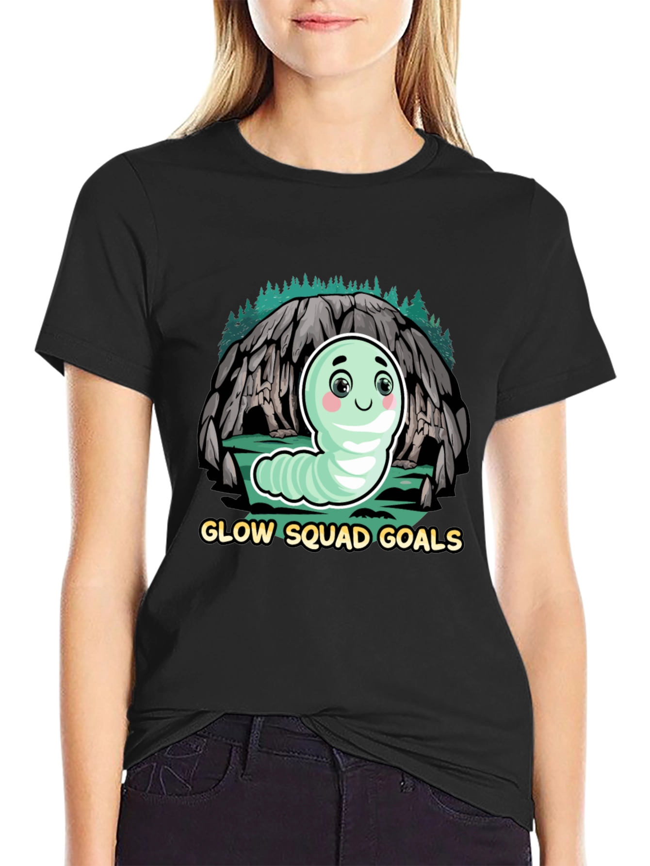 Glow Squad Goals T-Shirt - Cute Worm Design