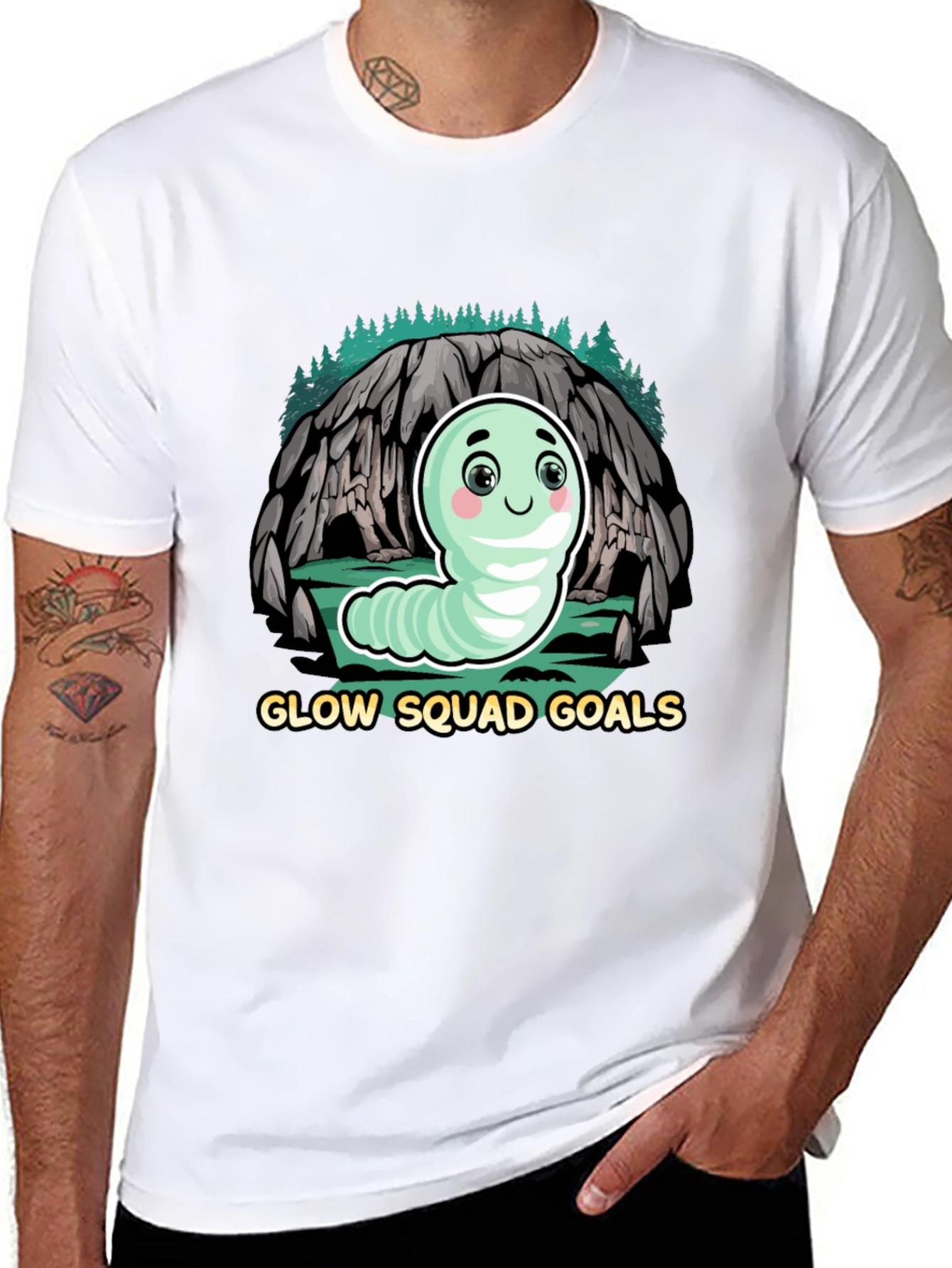 Glow Squad Goals T-Shirt - Cute Worm Design