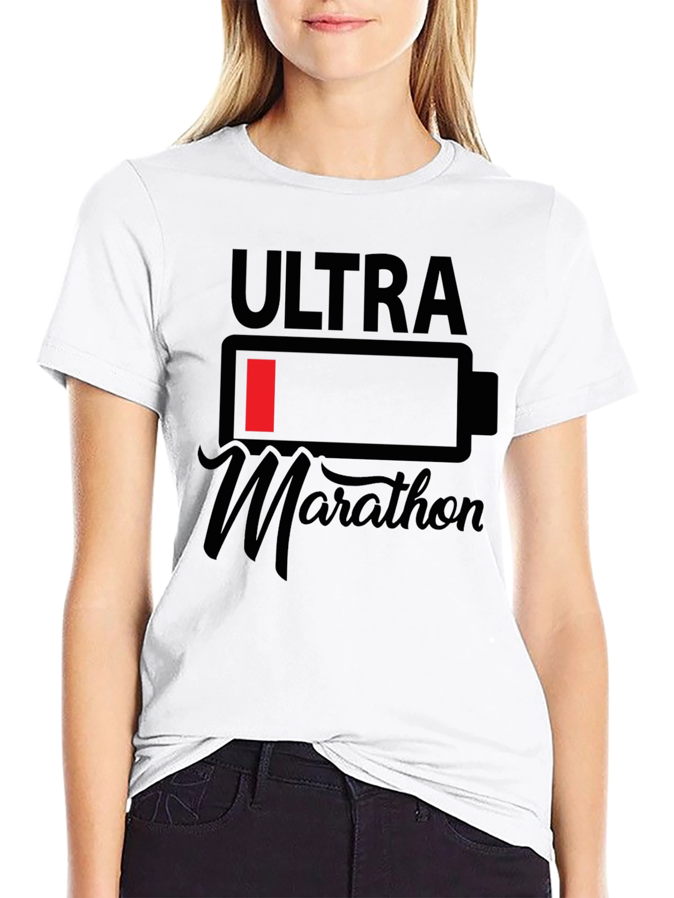 Ultra Marathon Low Battery Mens Black T-Shirt