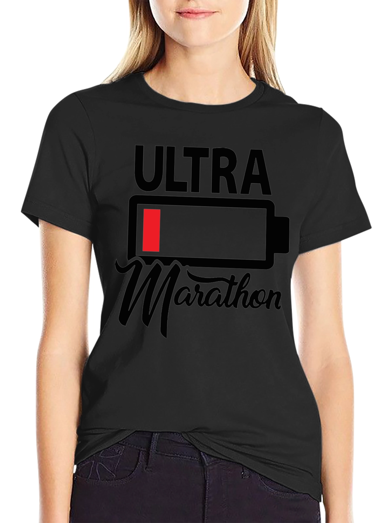 Ultra Marathon Low Battery Mens Black T-Shirt