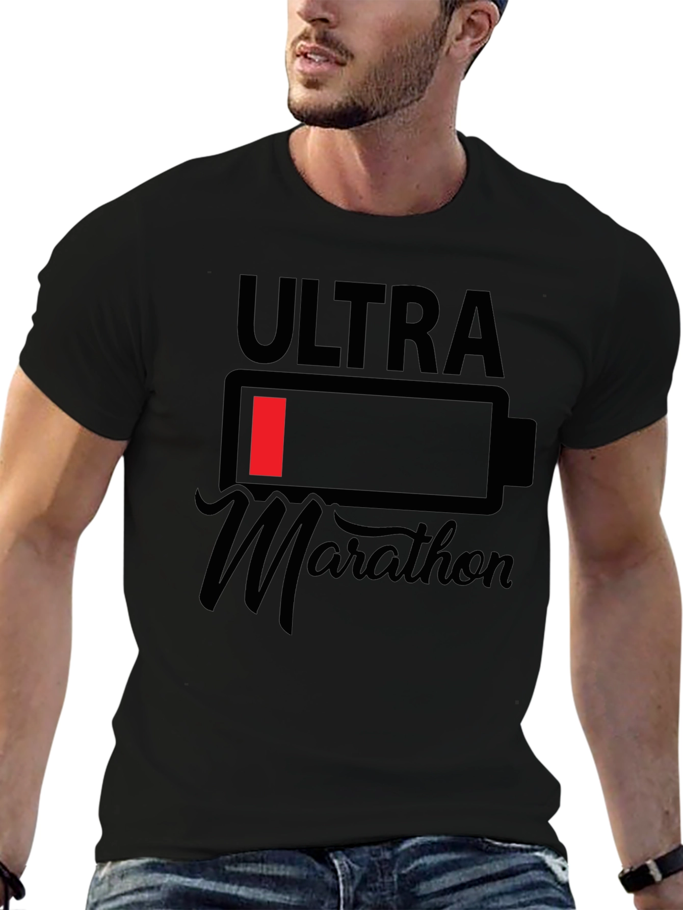 Ultra Marathon Low Battery Mens Black T-Shirt