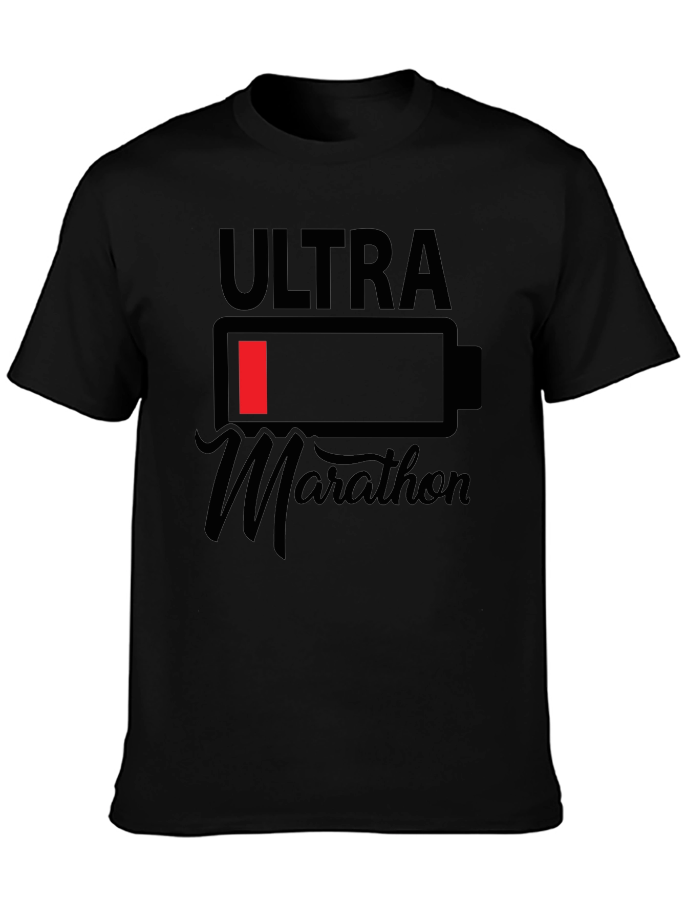 Ultra Marathon Low Battery Mens Black T-Shirt