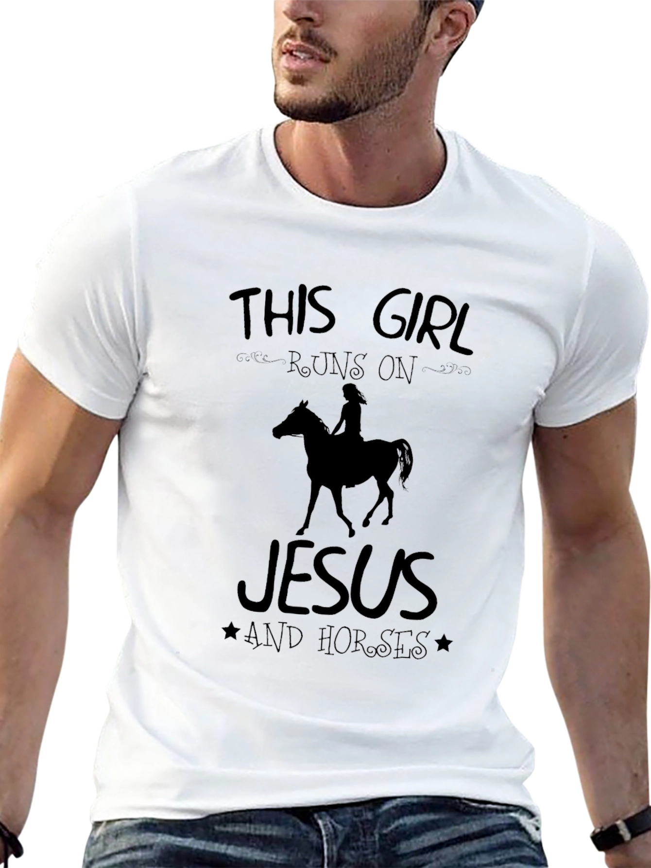 This Girl Runs On Jesus And Horses T-Shirt