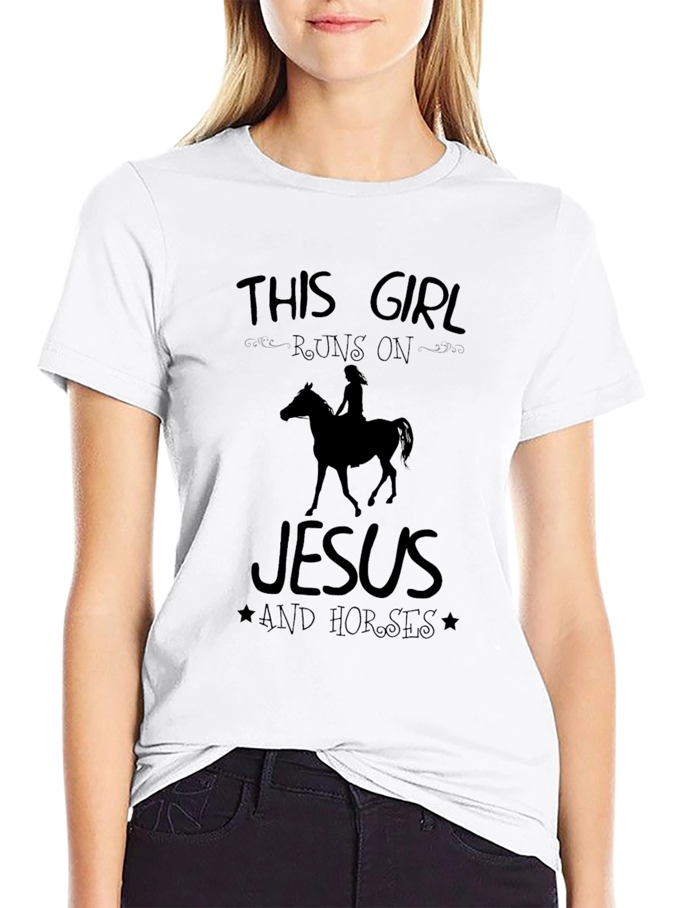 This Girl Runs On Jesus And Horses T-Shirt