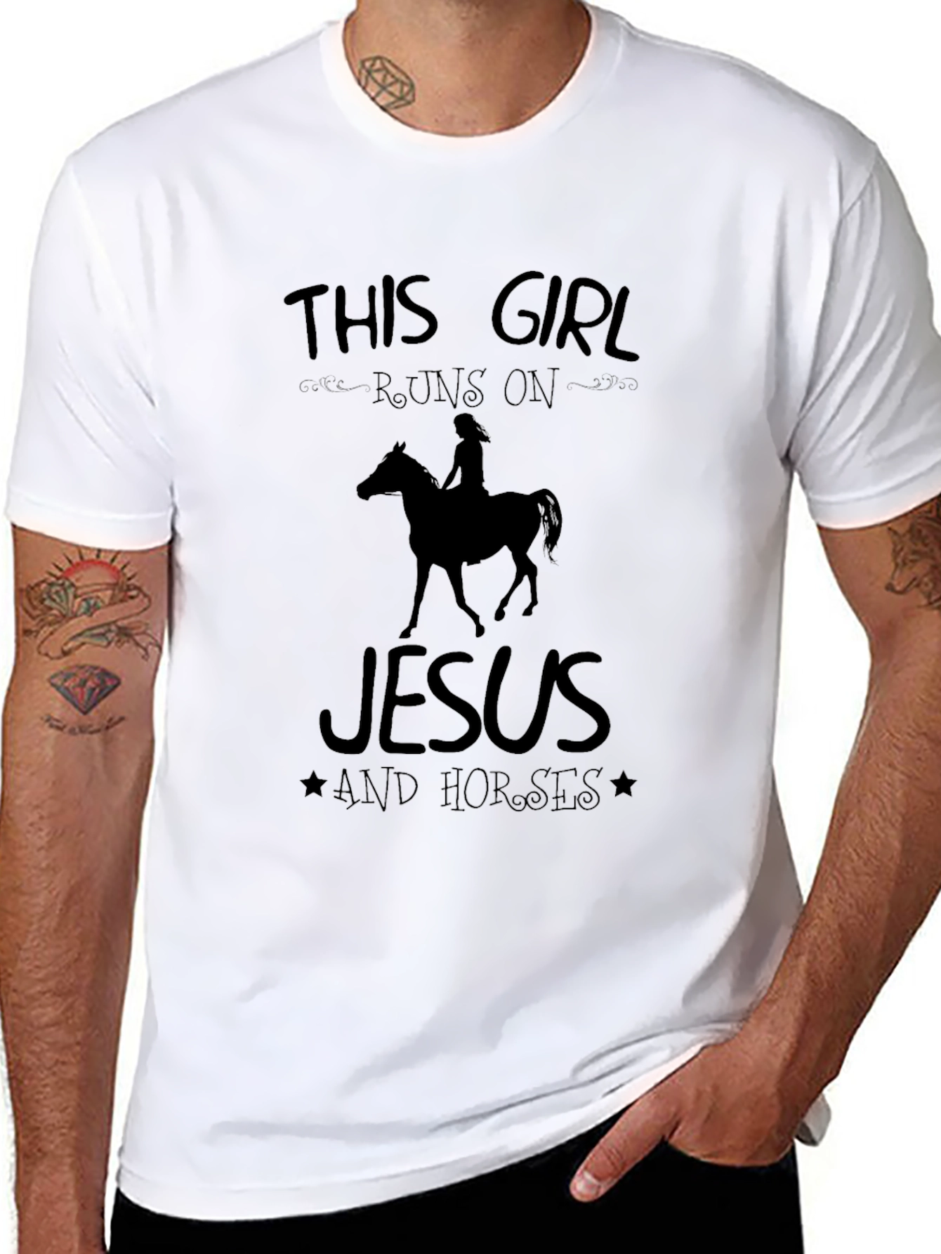 This Girl Runs On Jesus And Horses T-Shirt