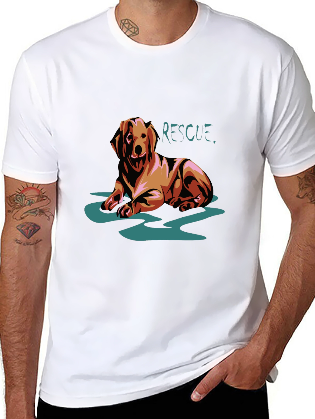 Dog Rescue Graphic T-Shirt - Black
