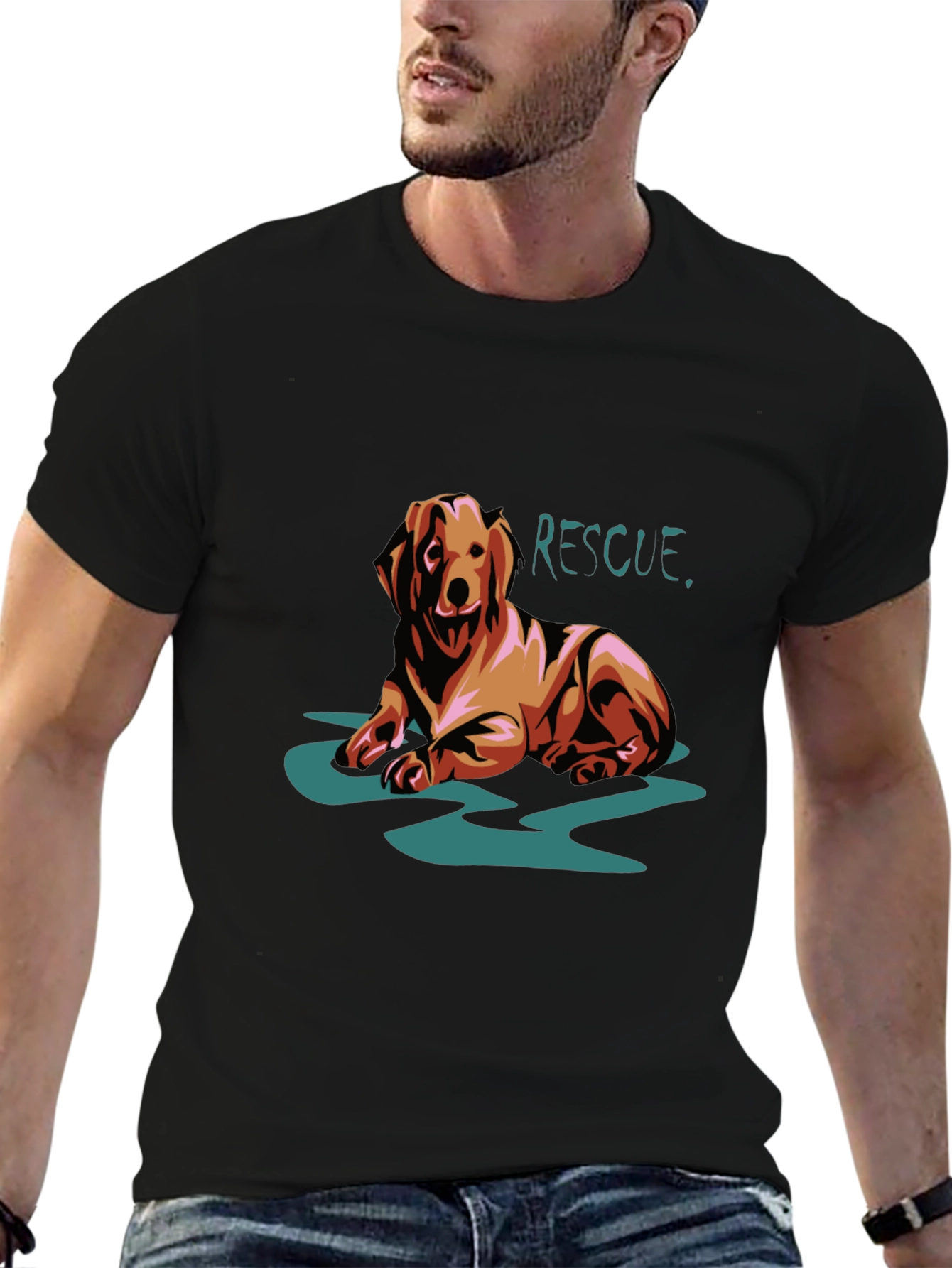 Dog Rescue Graphic T-Shirt - Black
