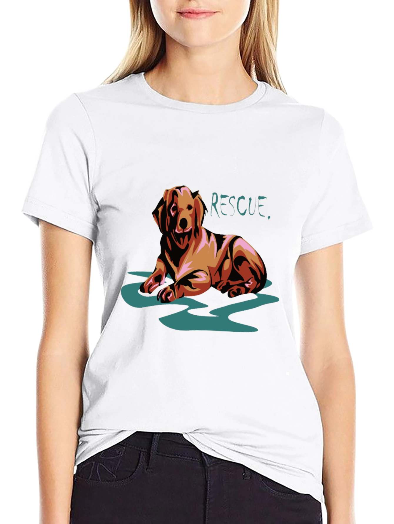 Dog Rescue Graphic T-Shirt - Black