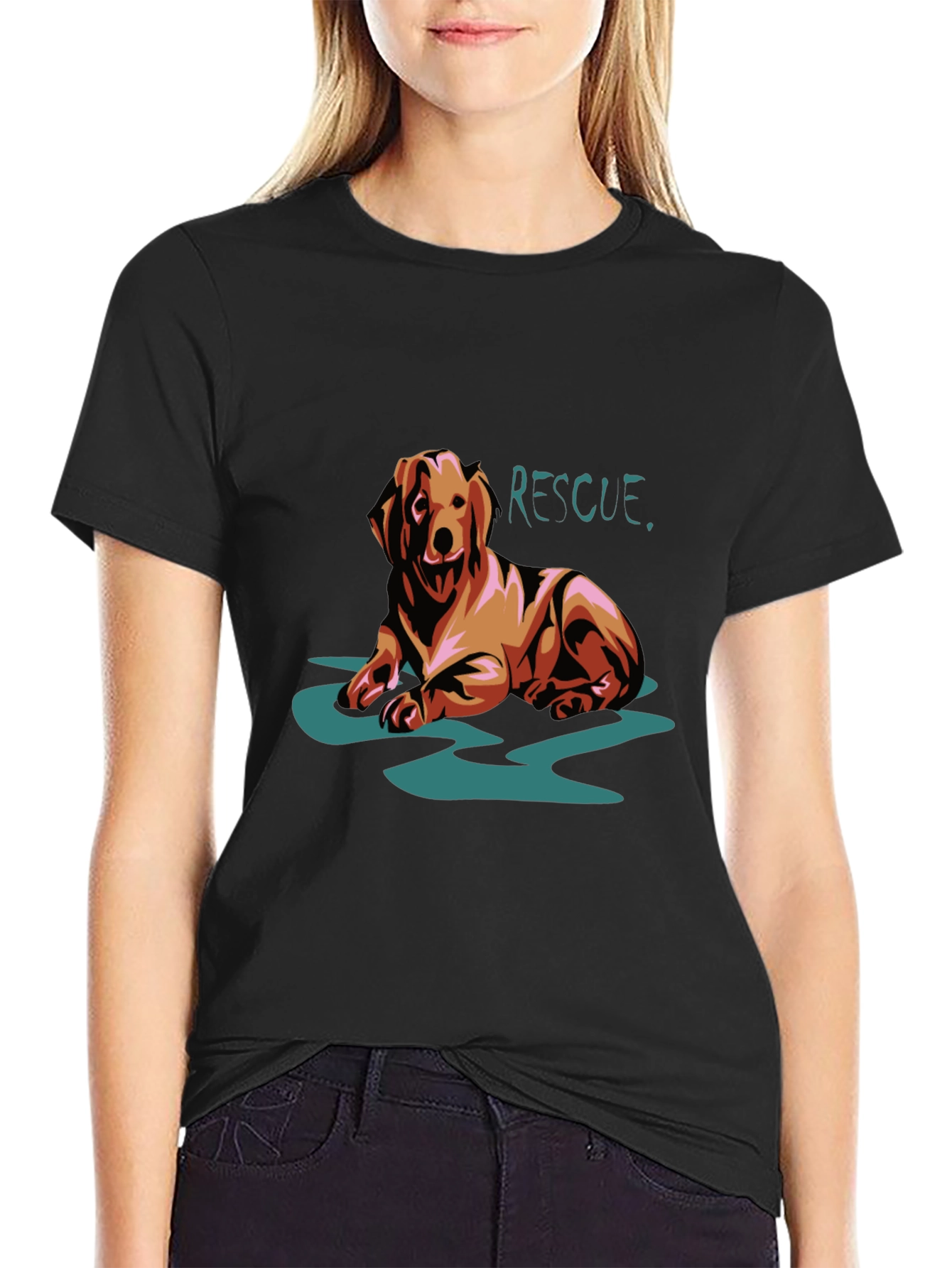 Dog Rescue Graphic T-Shirt - Black