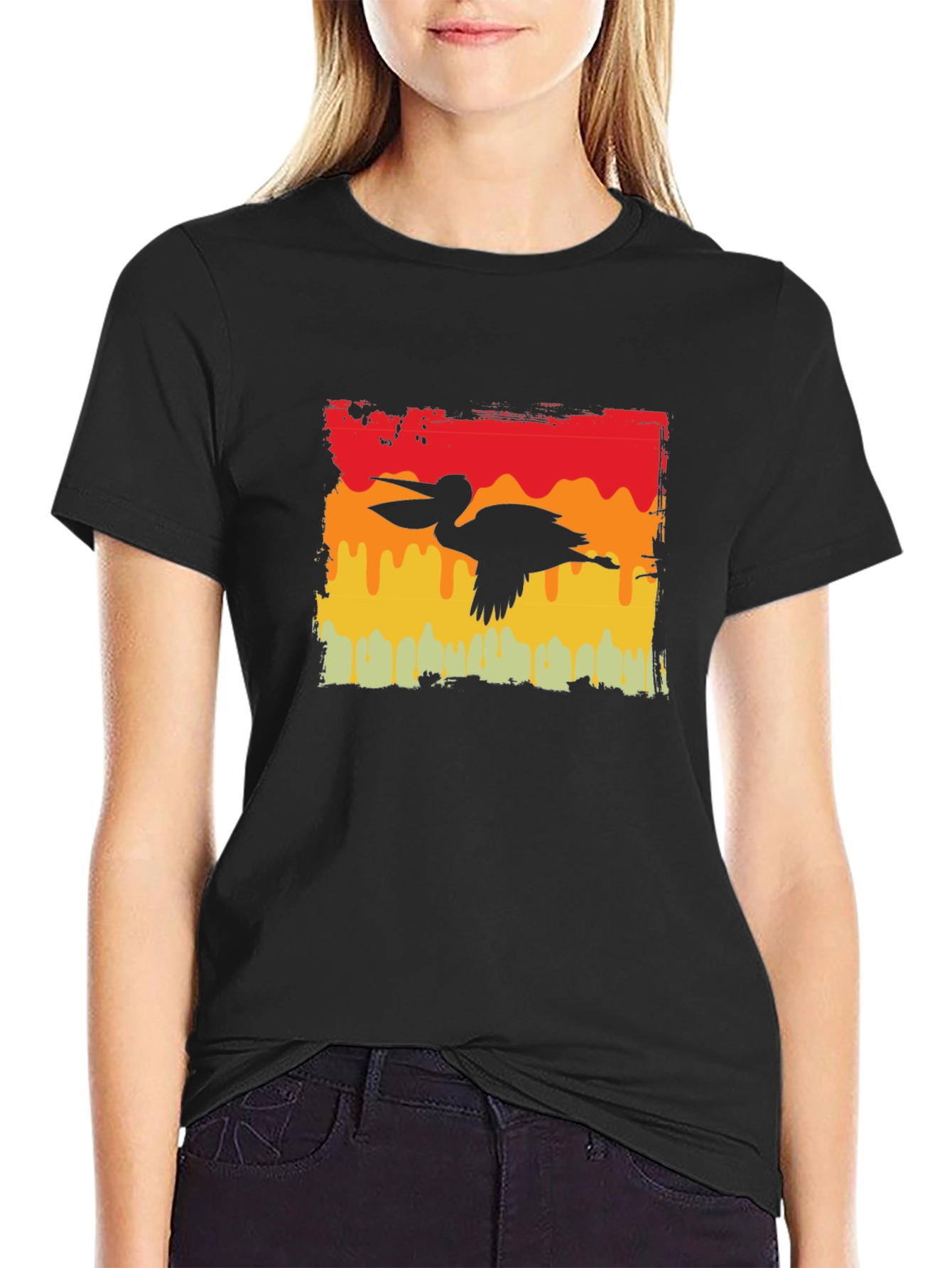 Retro Pelican Graphic Tee - Black