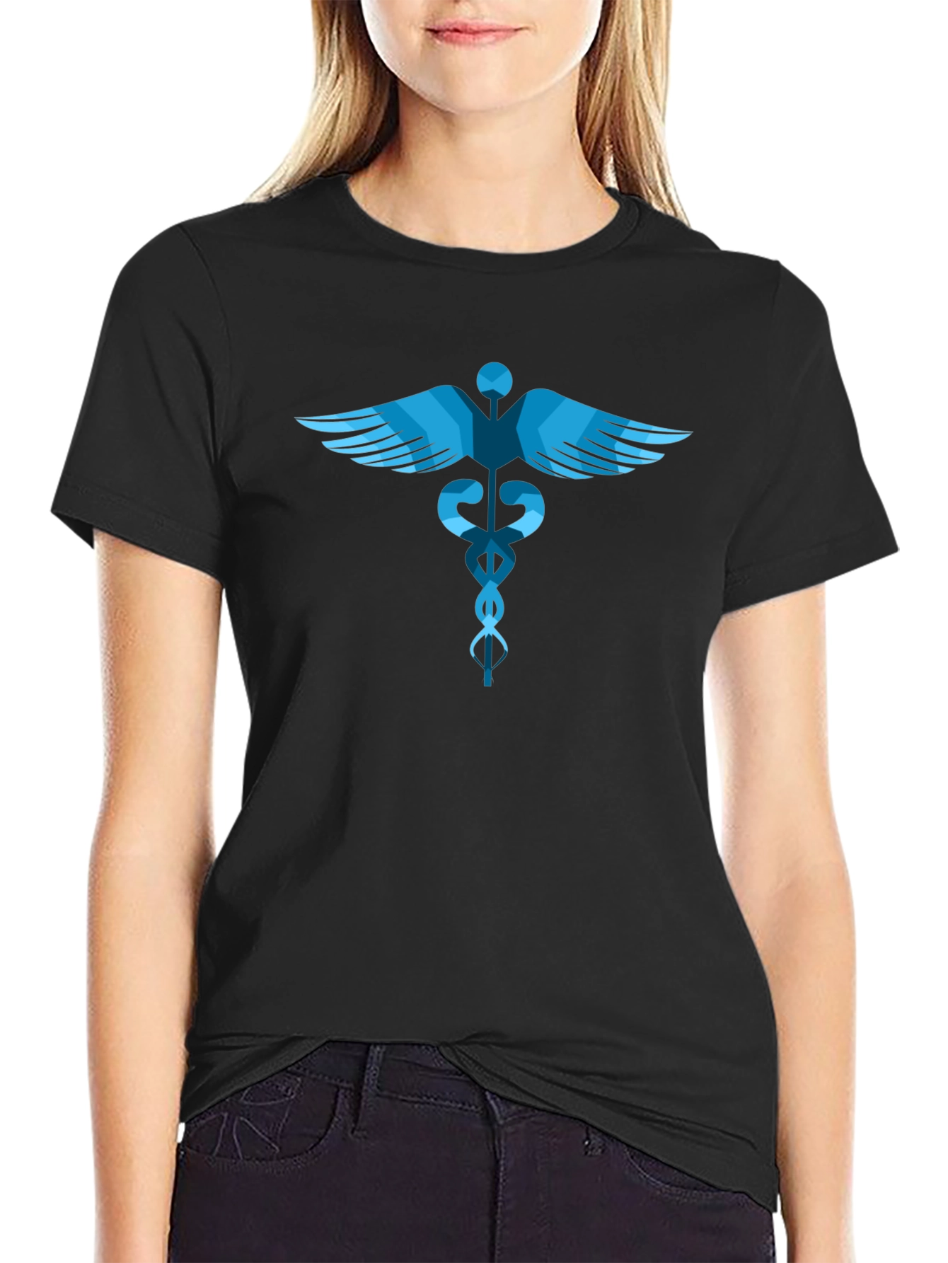 Caduceus Graphic Tee - Black Cotton T-Shirt