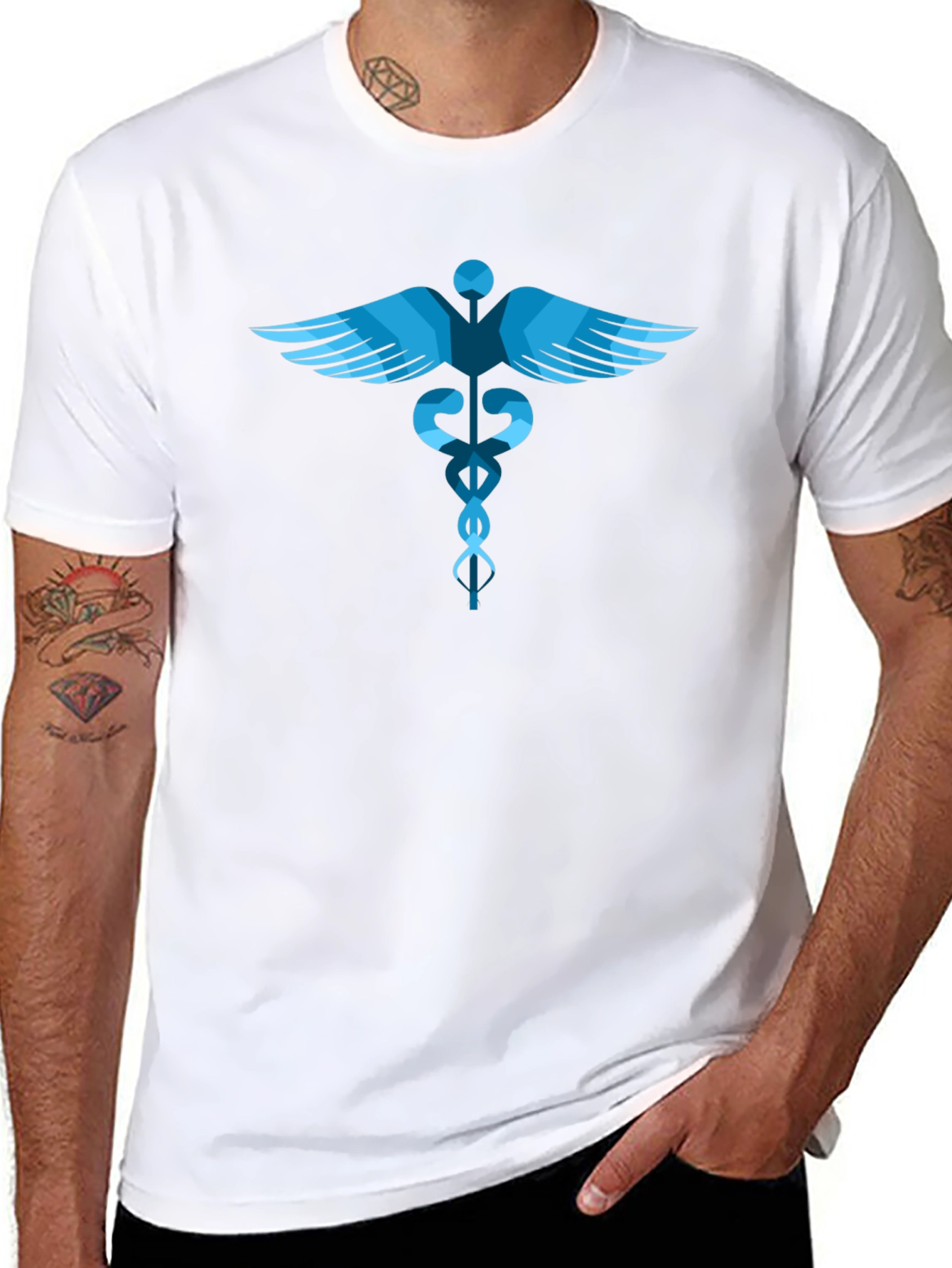 Caduceus Graphic Tee - Black Cotton T-Shirt
