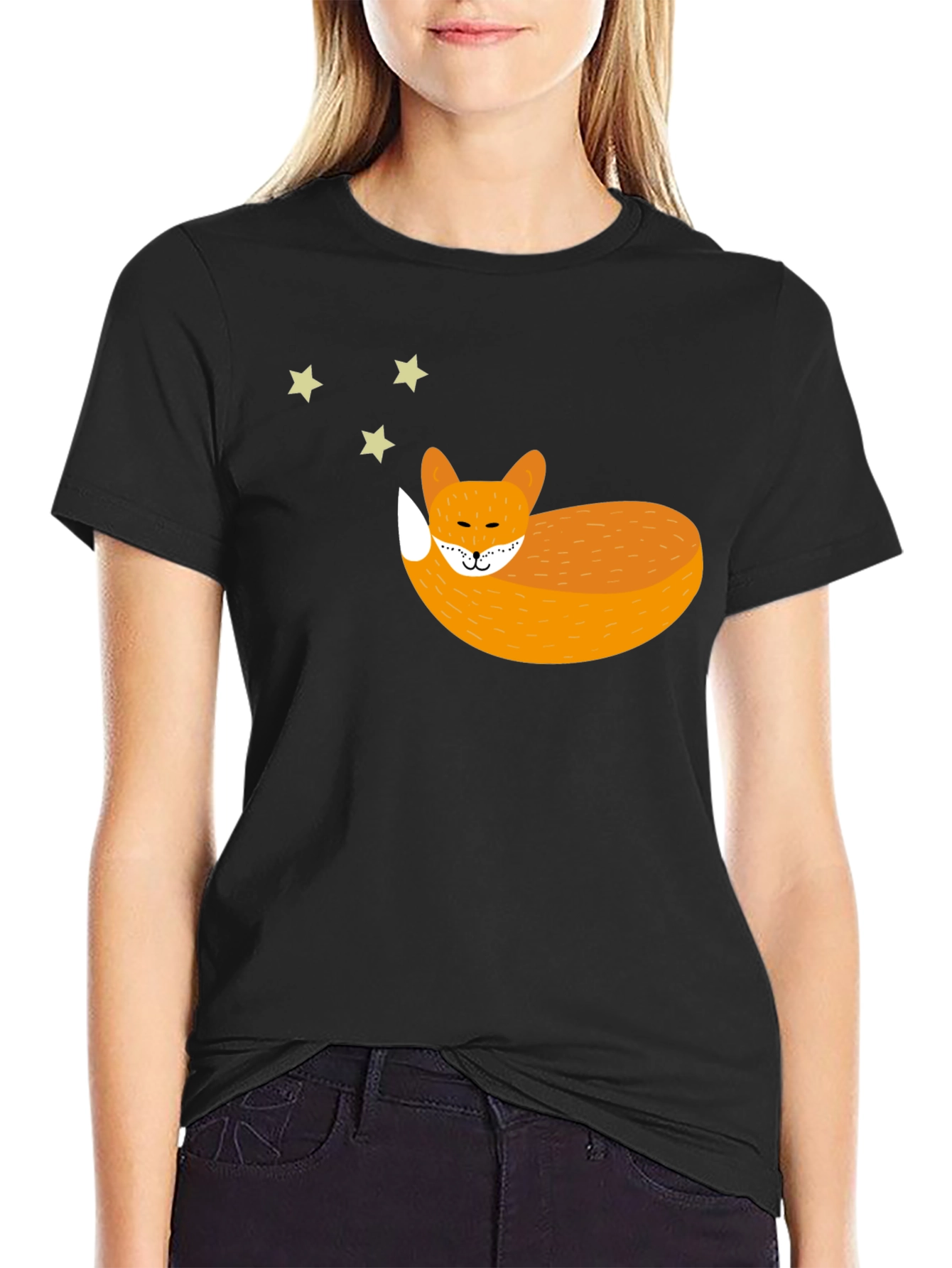 Sleeping Fox Graphic Tee - Unisex Black T-Shirt