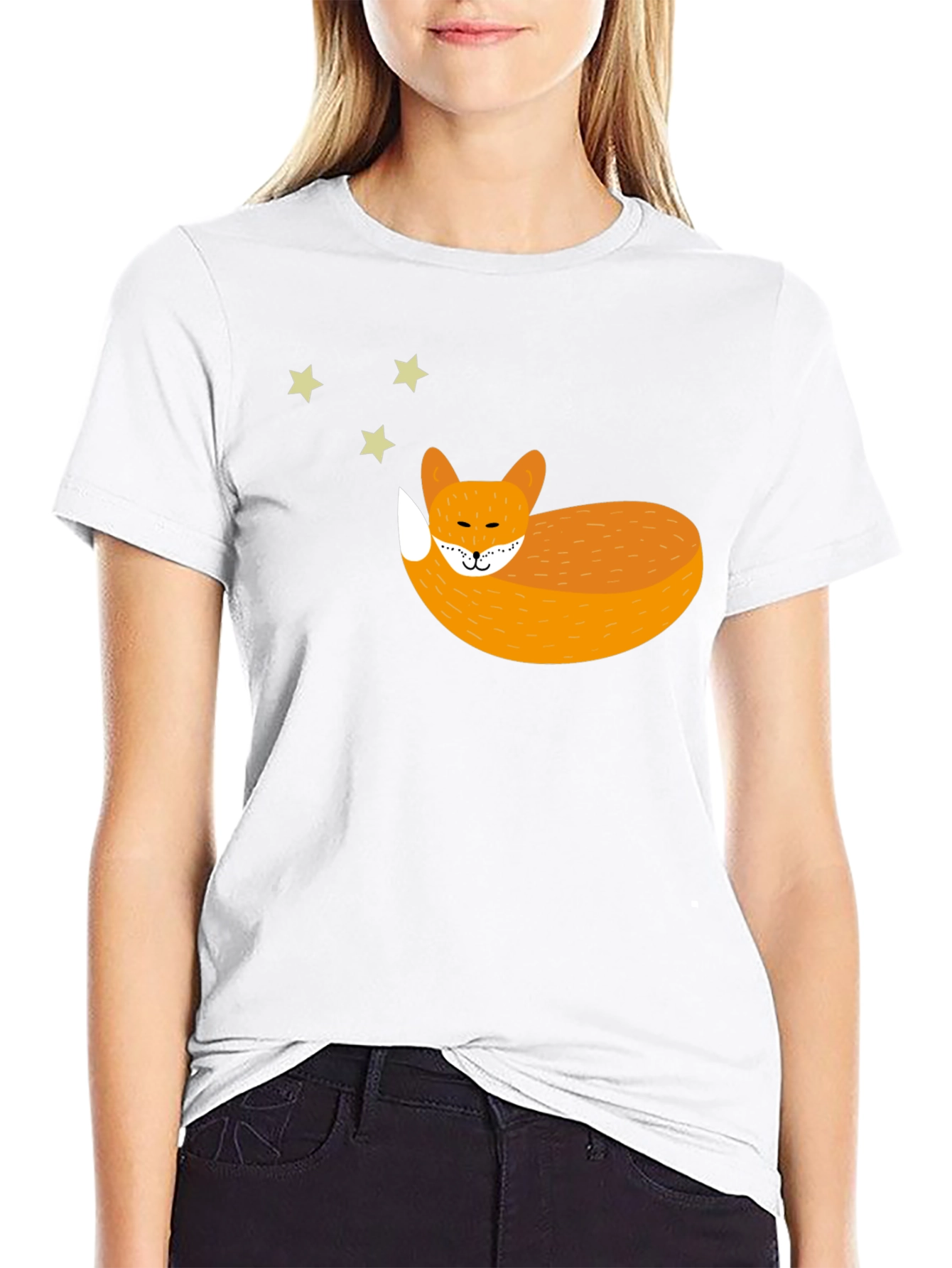Sleeping Fox Graphic Tee - Unisex Black T-Shirt
