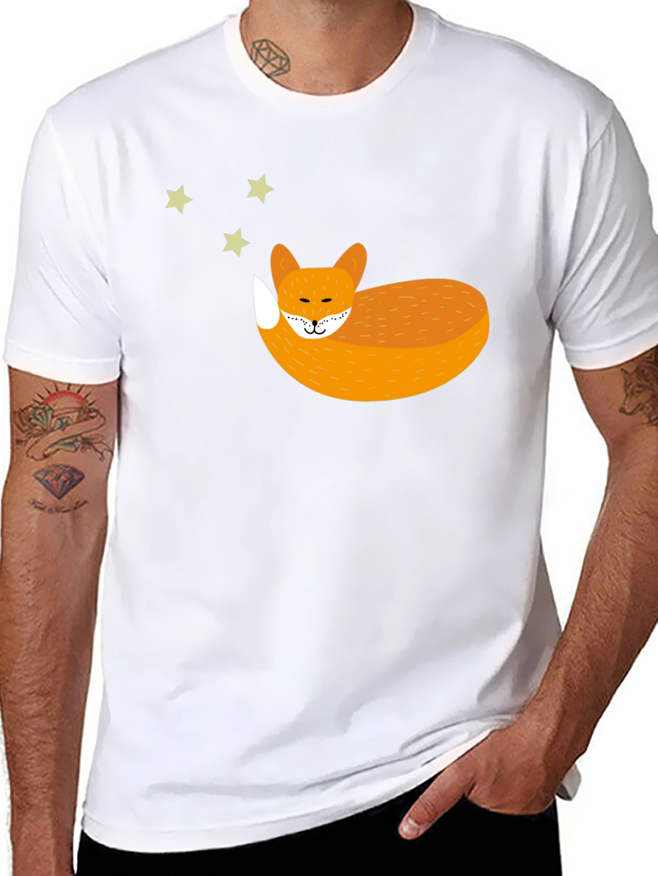 Sleeping Fox Graphic Tee - Unisex Black T-Shirt