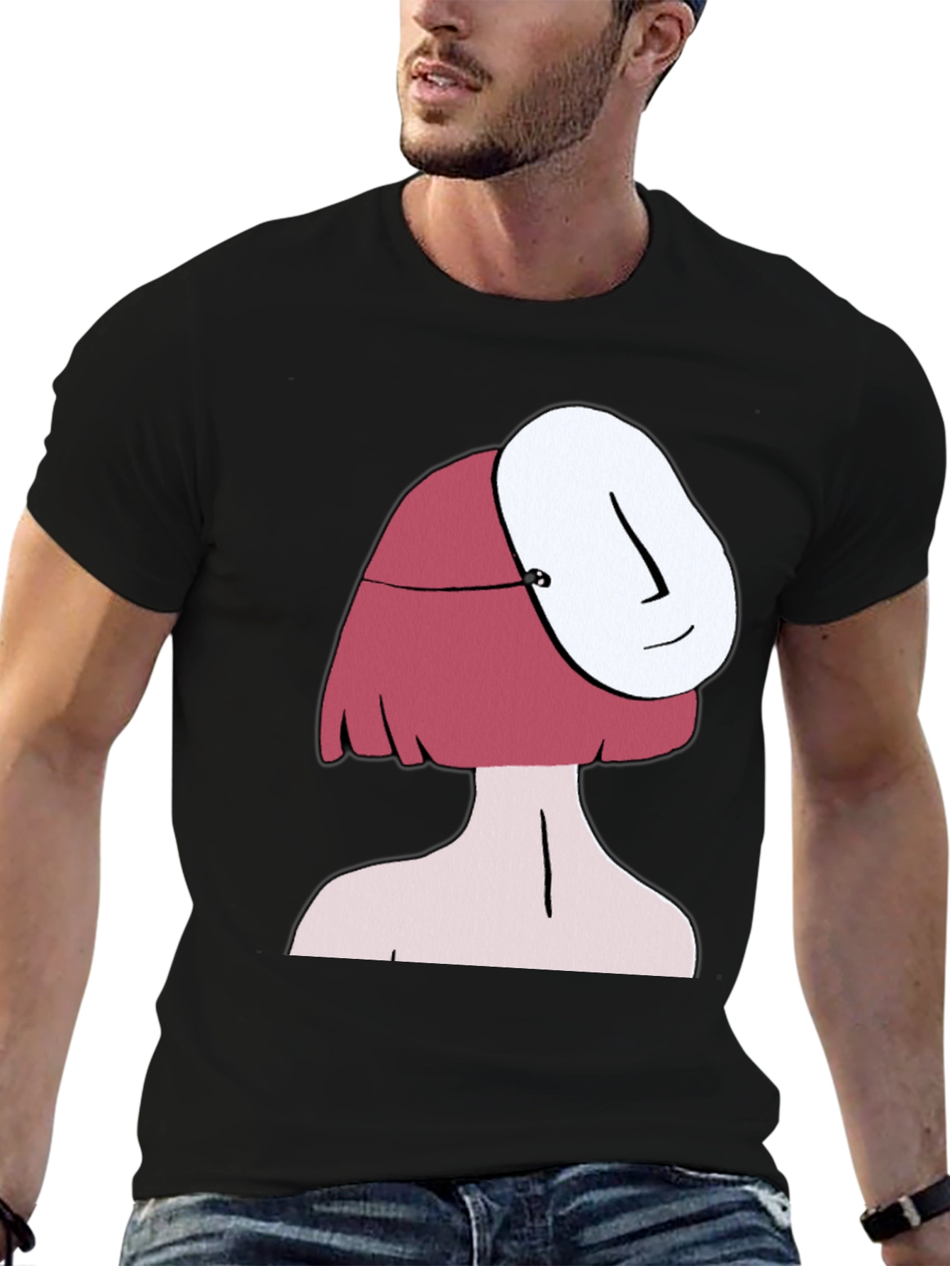 Mystery Mask Graphic Tee - Stylish Black T-Shirt