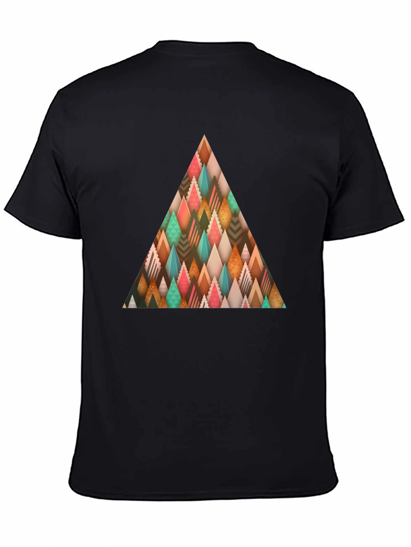 Abstract Geometric Triangle Graphic Tee - Mens Black T-Shirt