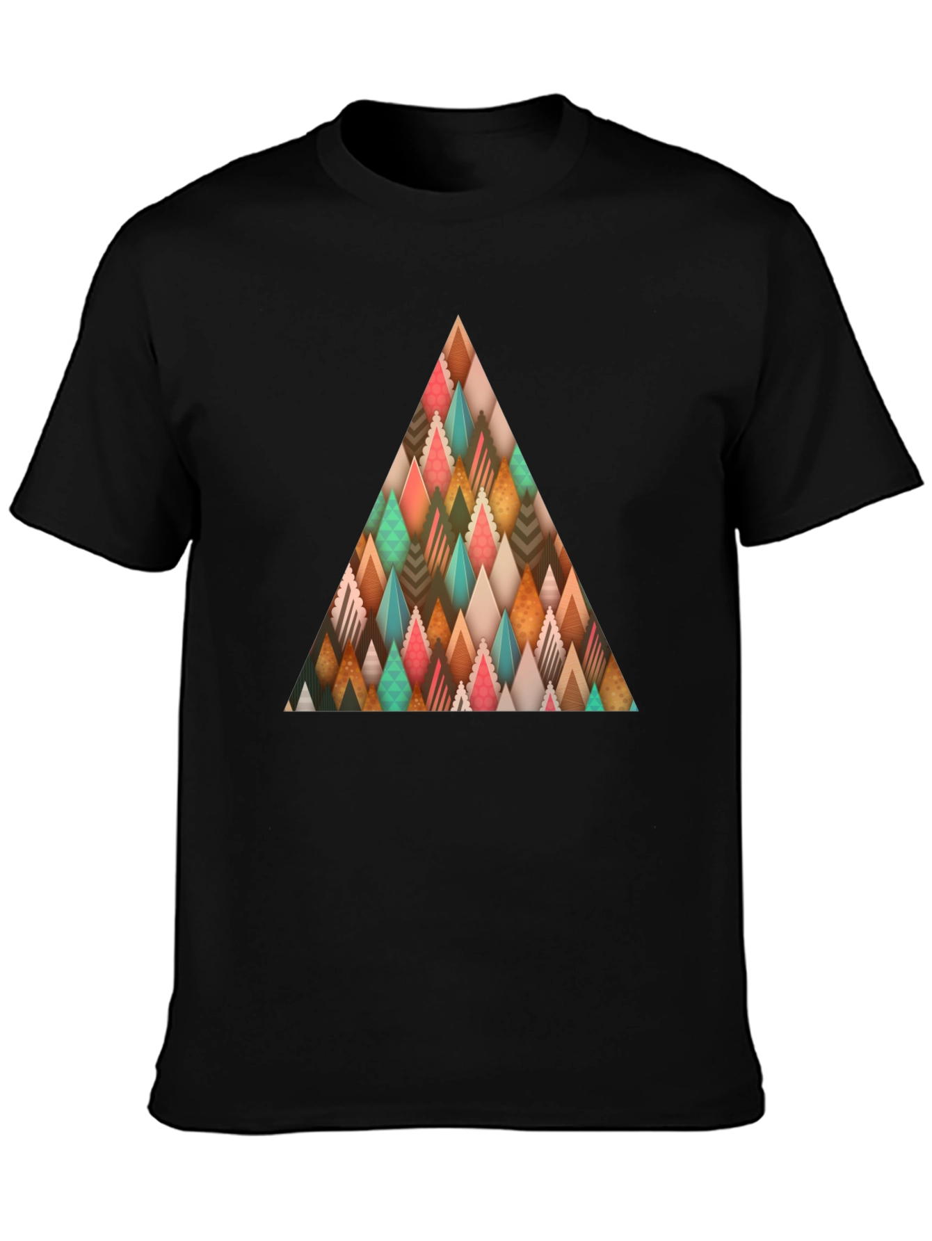 Abstract Geometric Triangle Graphic Tee - Mens Black T-Shirt