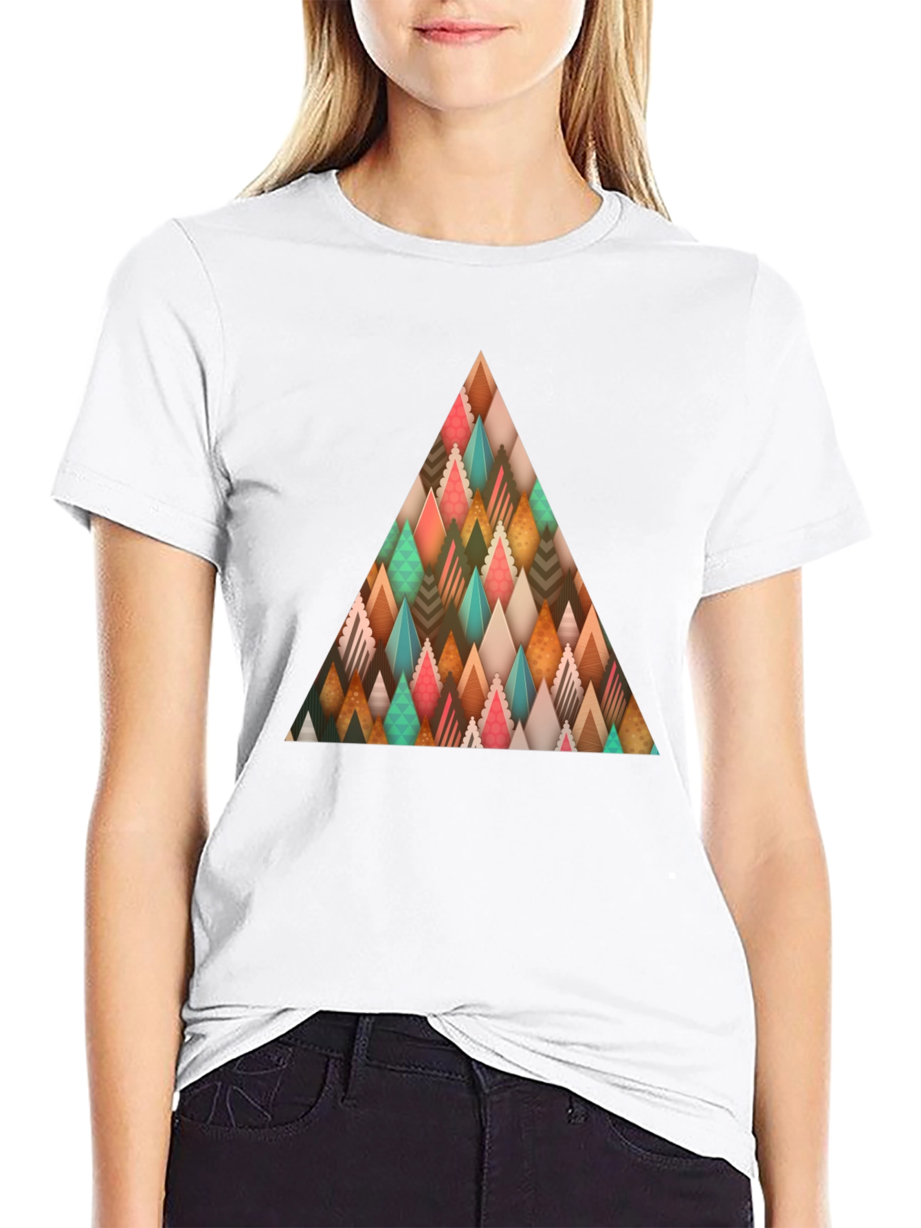 Abstract Geometric Triangle Graphic Tee - Mens Black T-Shirt