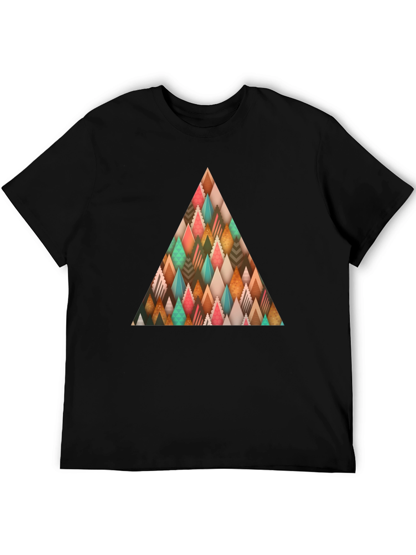 Abstract Geometric Triangle Graphic Tee - Mens Black T-Shirt