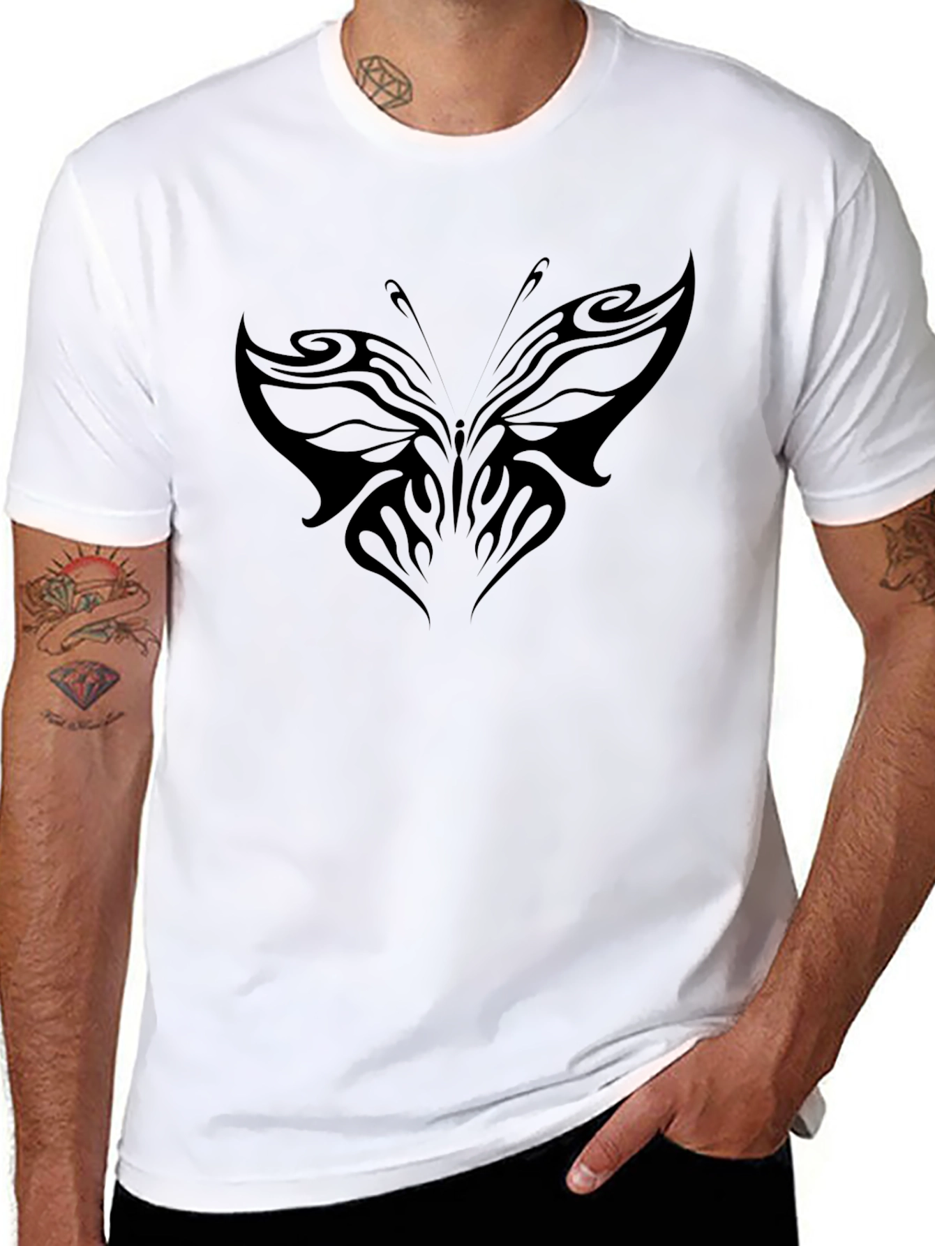 Tribal Butterfly Graphic Tee - Black T-Shirt