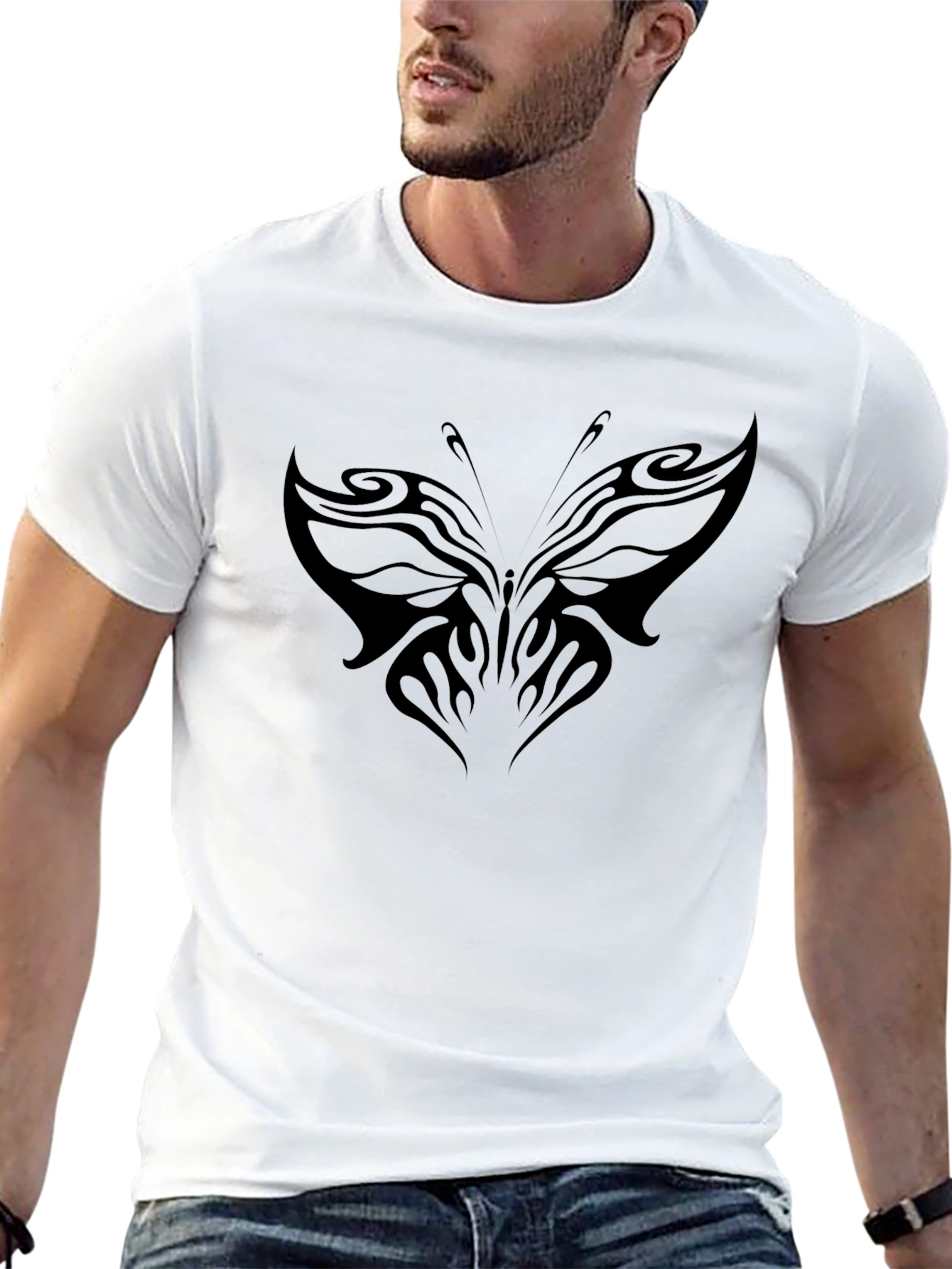Tribal Butterfly Graphic Tee - Black T-Shirt