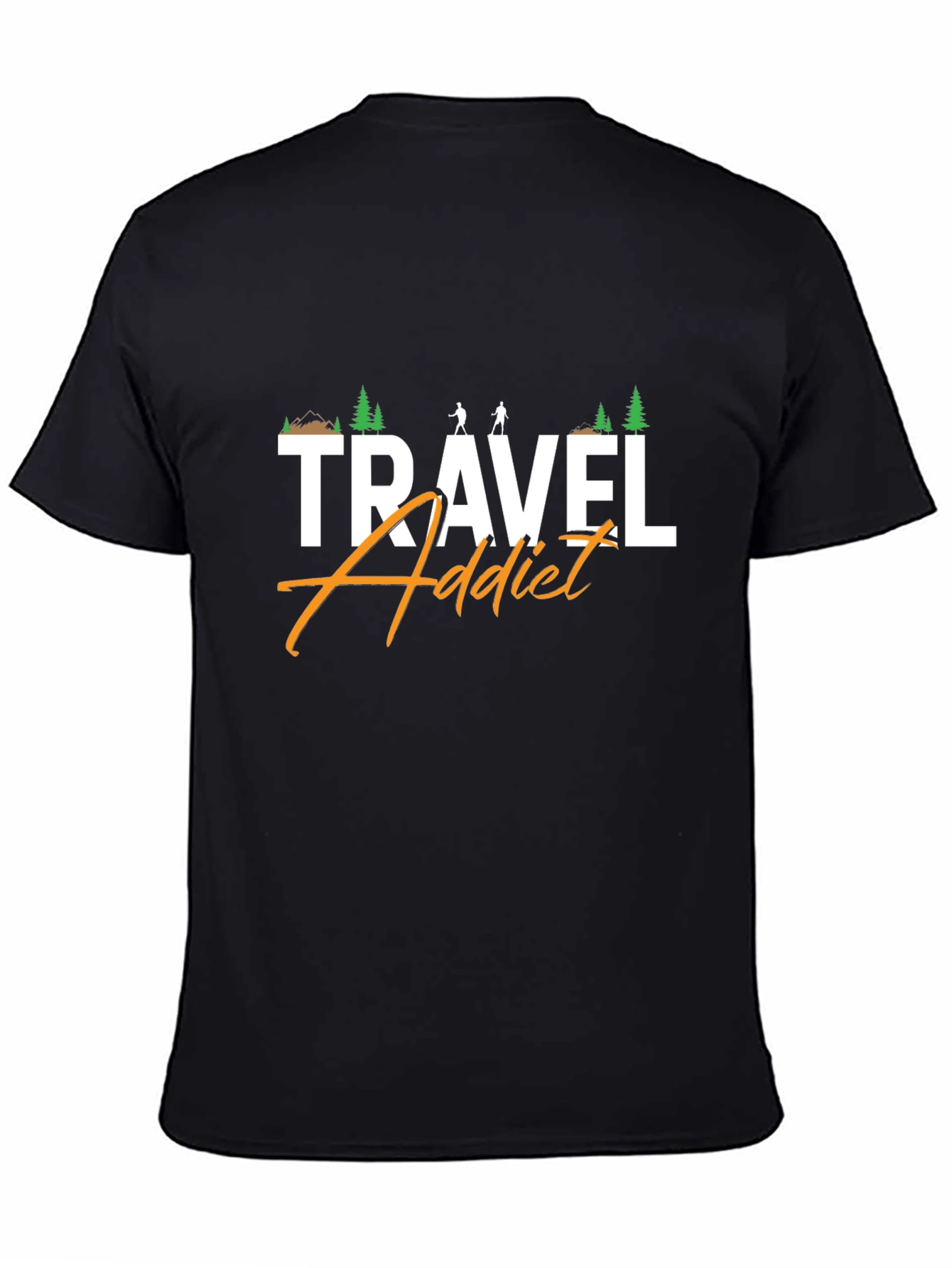 Travel Addict T-Shirt Black Cotton Blend Graphic Tee