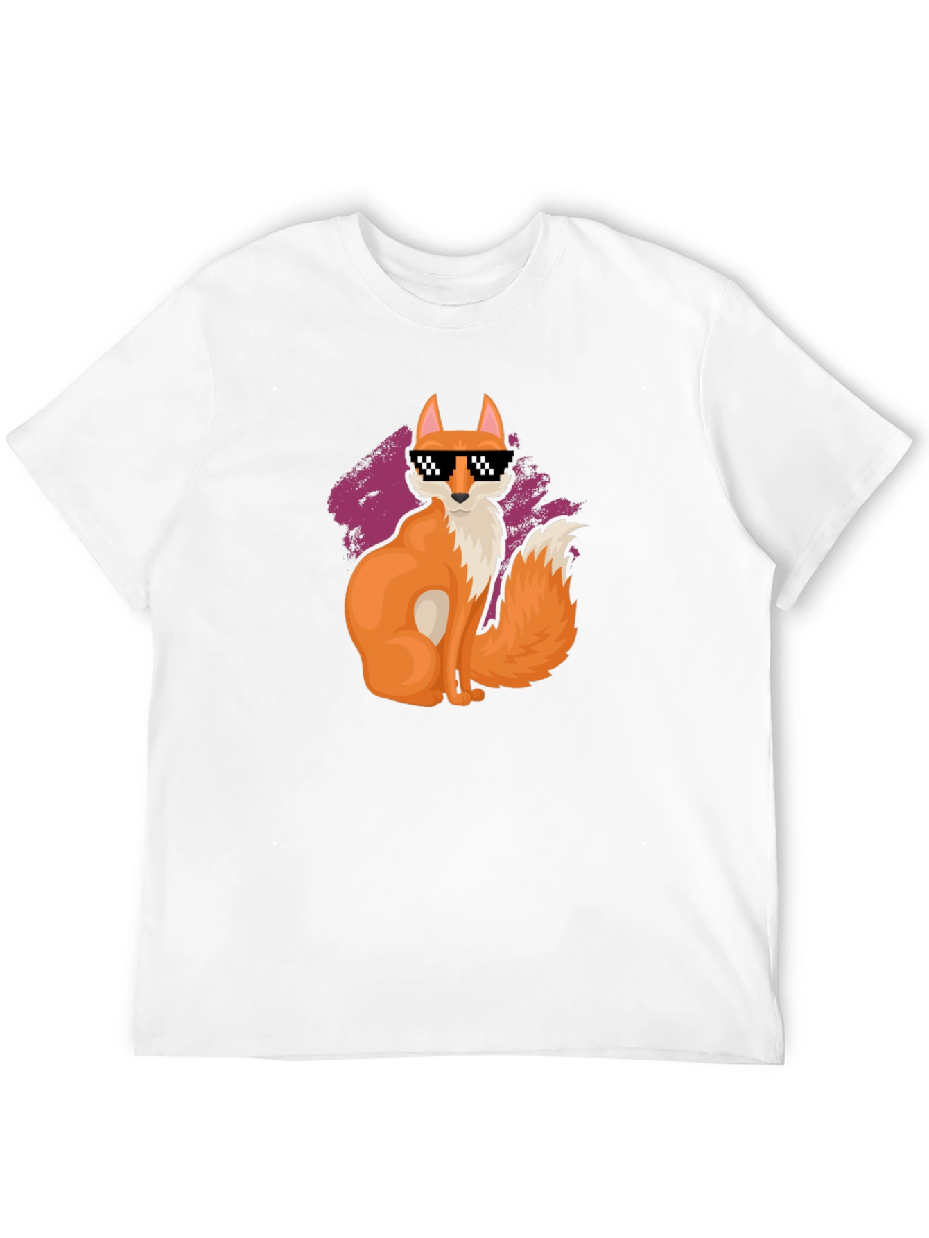 Cool Fox Pixel Sunglasses Black T-Shirt