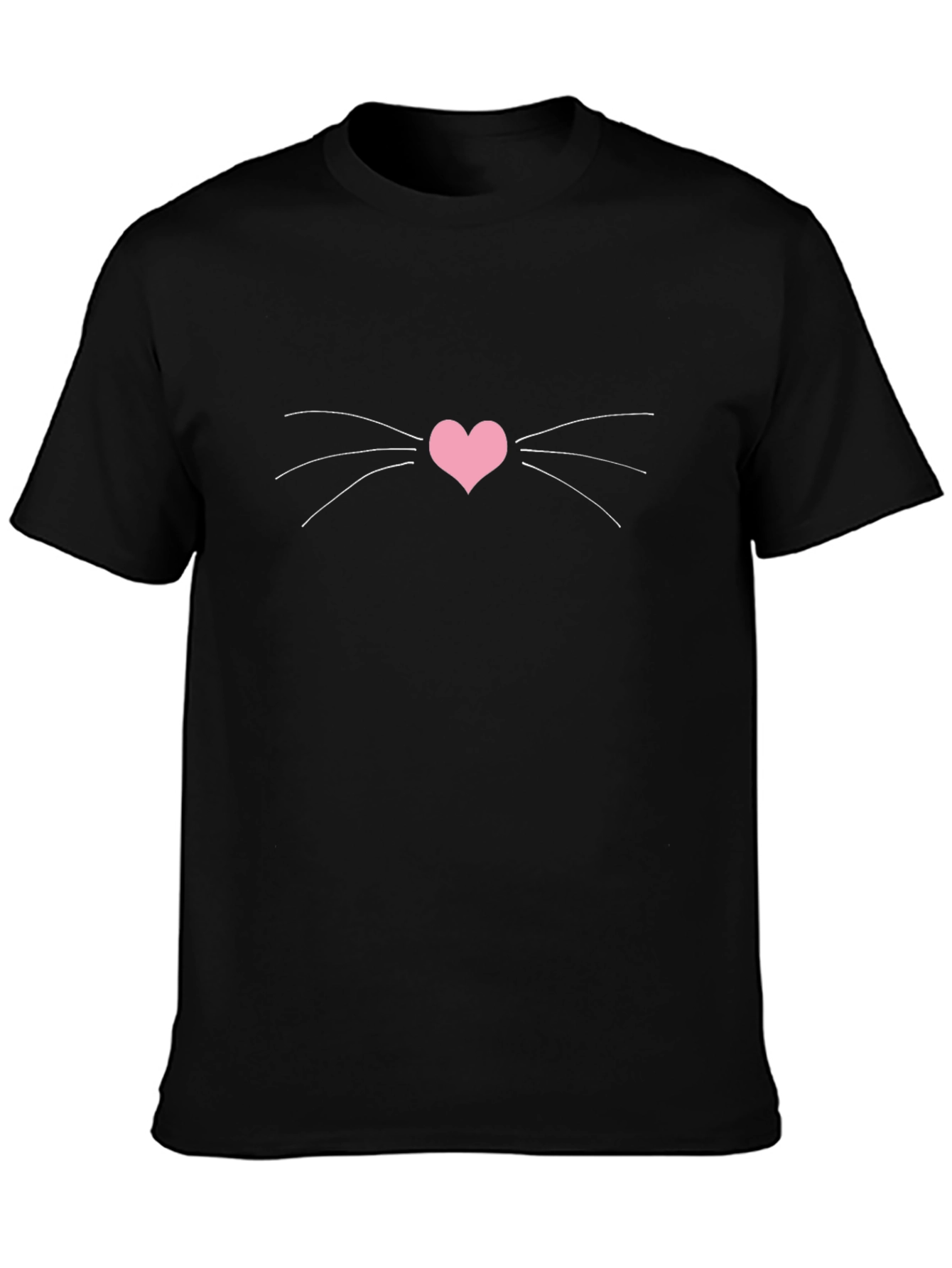 Heart Cat Whiskers Graphic Tee - Black
