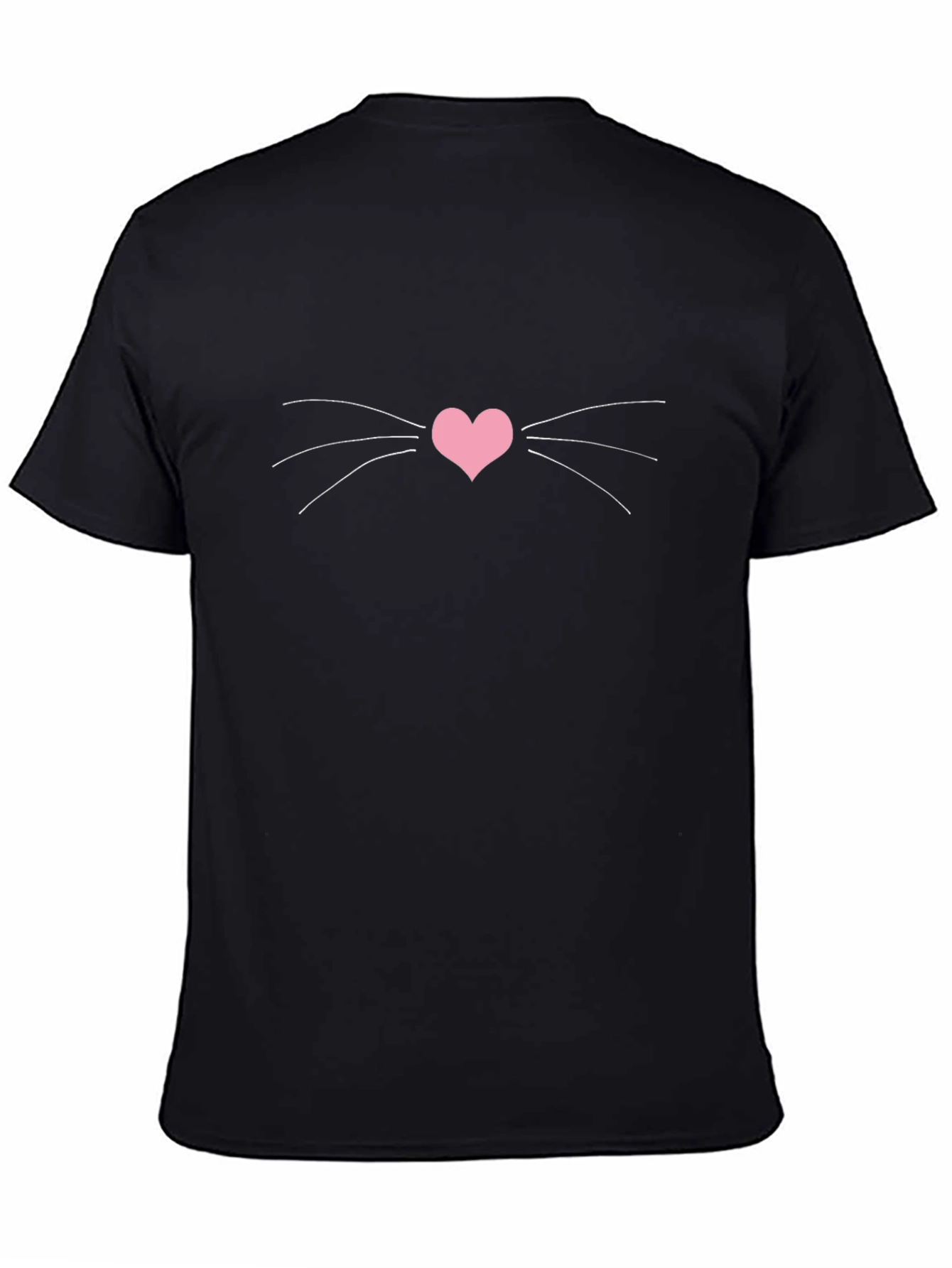 Heart Cat Whiskers Graphic Tee - Black