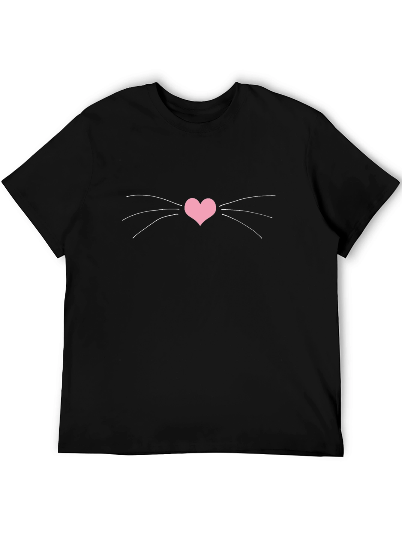 Heart Cat Whiskers Graphic Tee - Black
