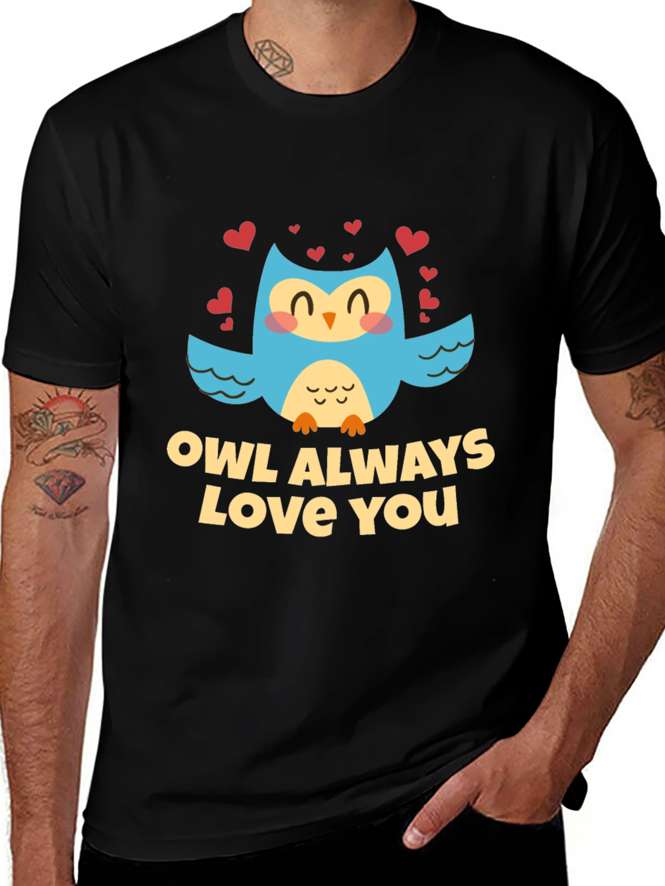 Owl Always Love You Graphic Black T-Shirt